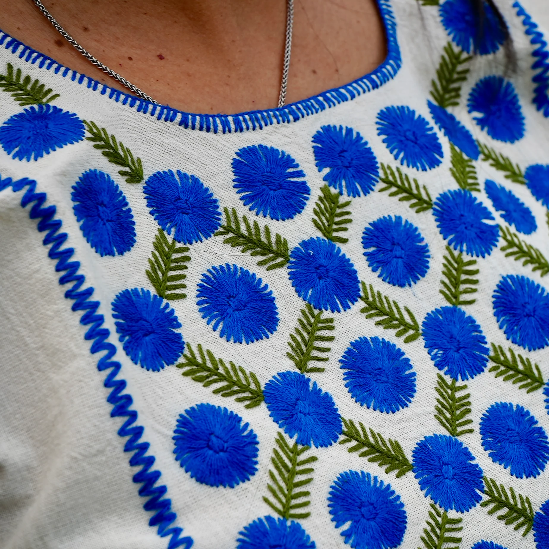 Amuzgo Hand-Embroidered Manta Blouse - Image 12