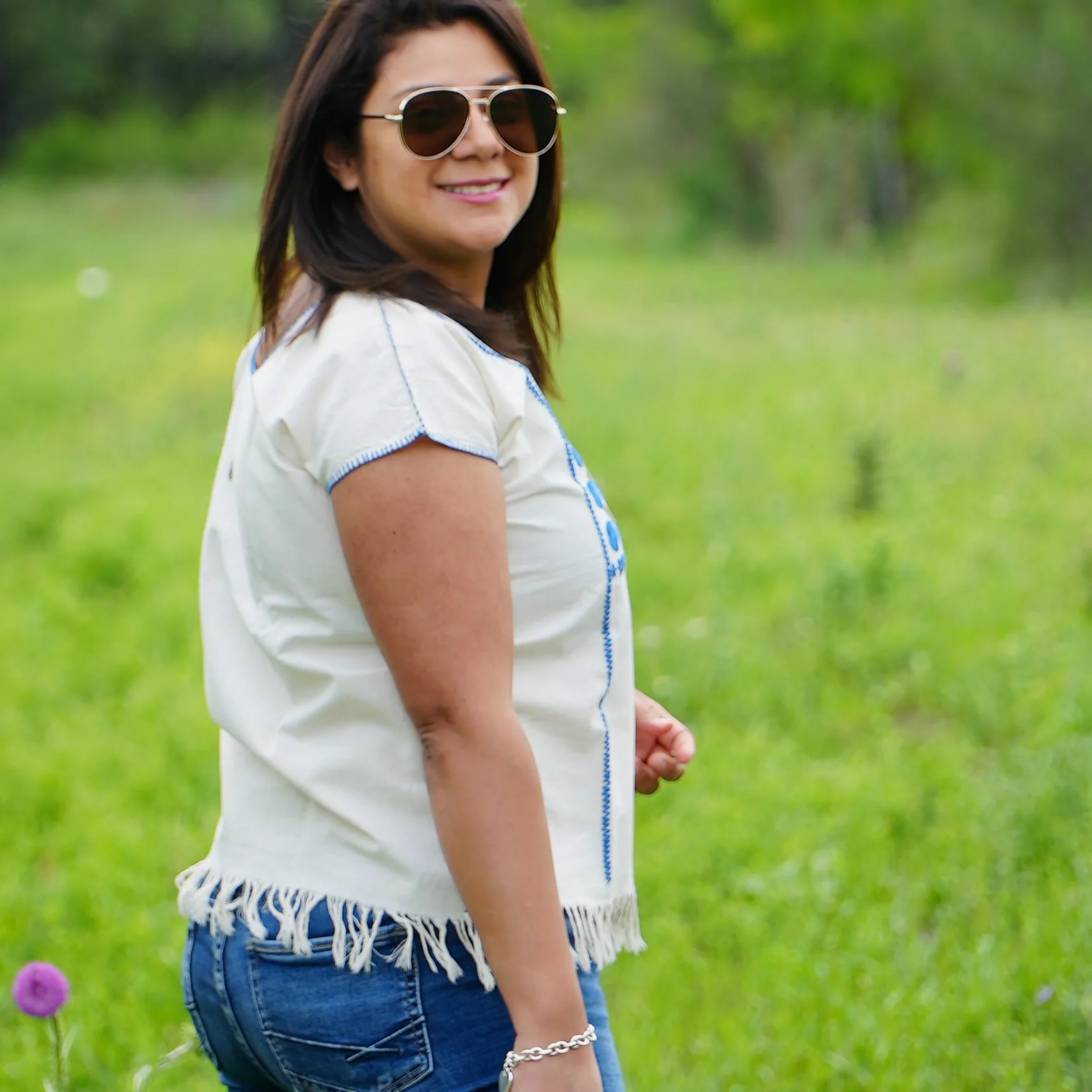 Amuzgo Hand-Embroidered Manta Blouse - Image 13
