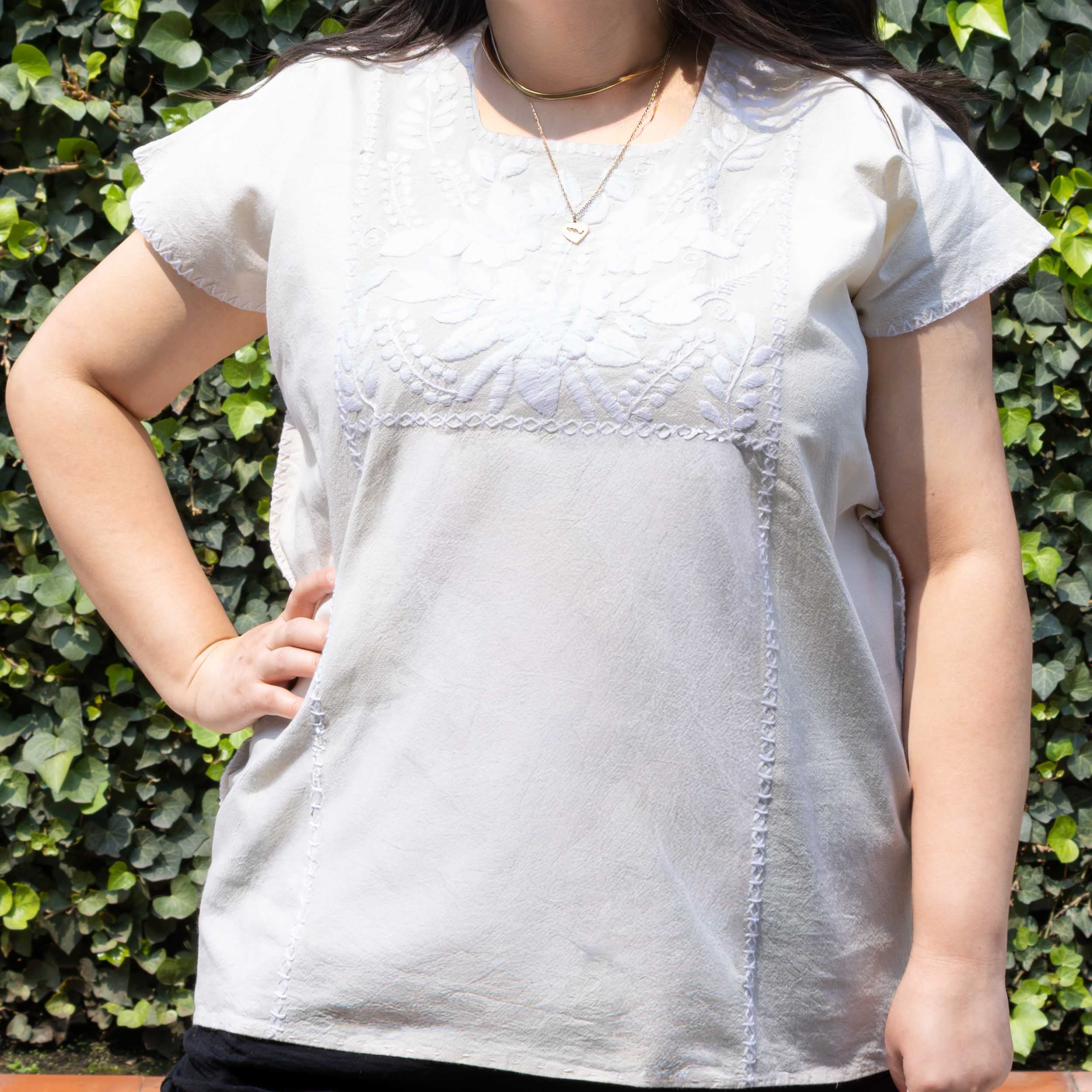 Amuzgo Hand-Embroidered Manta Blouse - Image 22