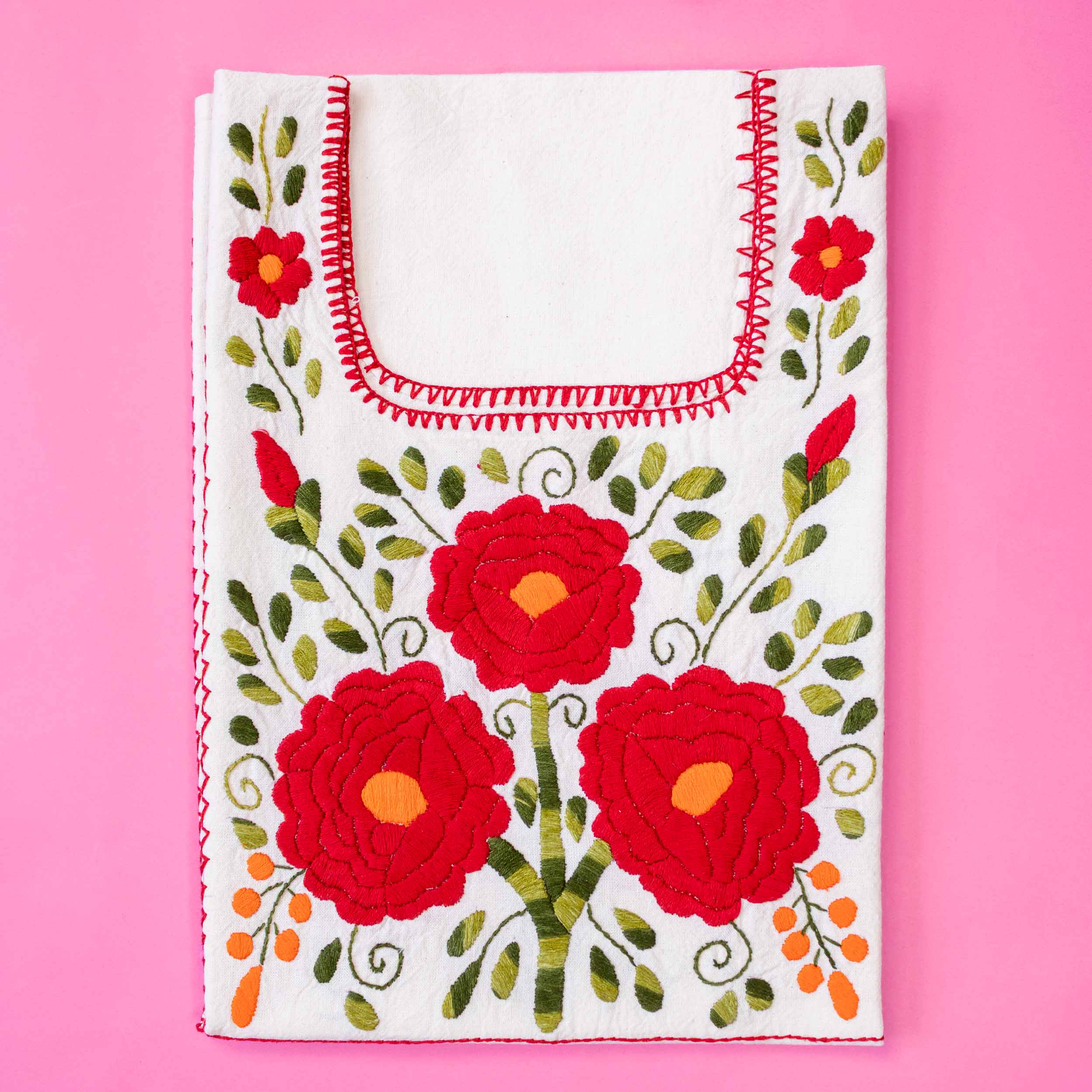 Amuzgo Hand-Embroidered Manta Blouse - Image 8
