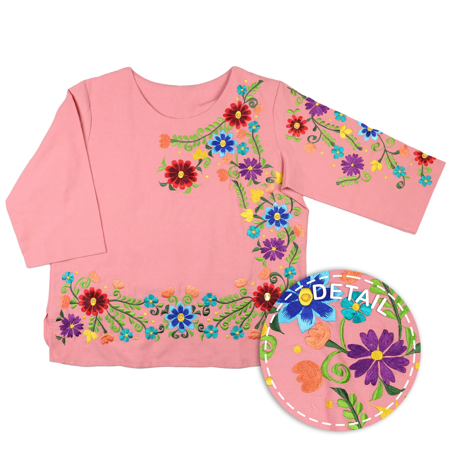 Ángeles 3/4 Sleeve Embroidered Blouse - Image 5