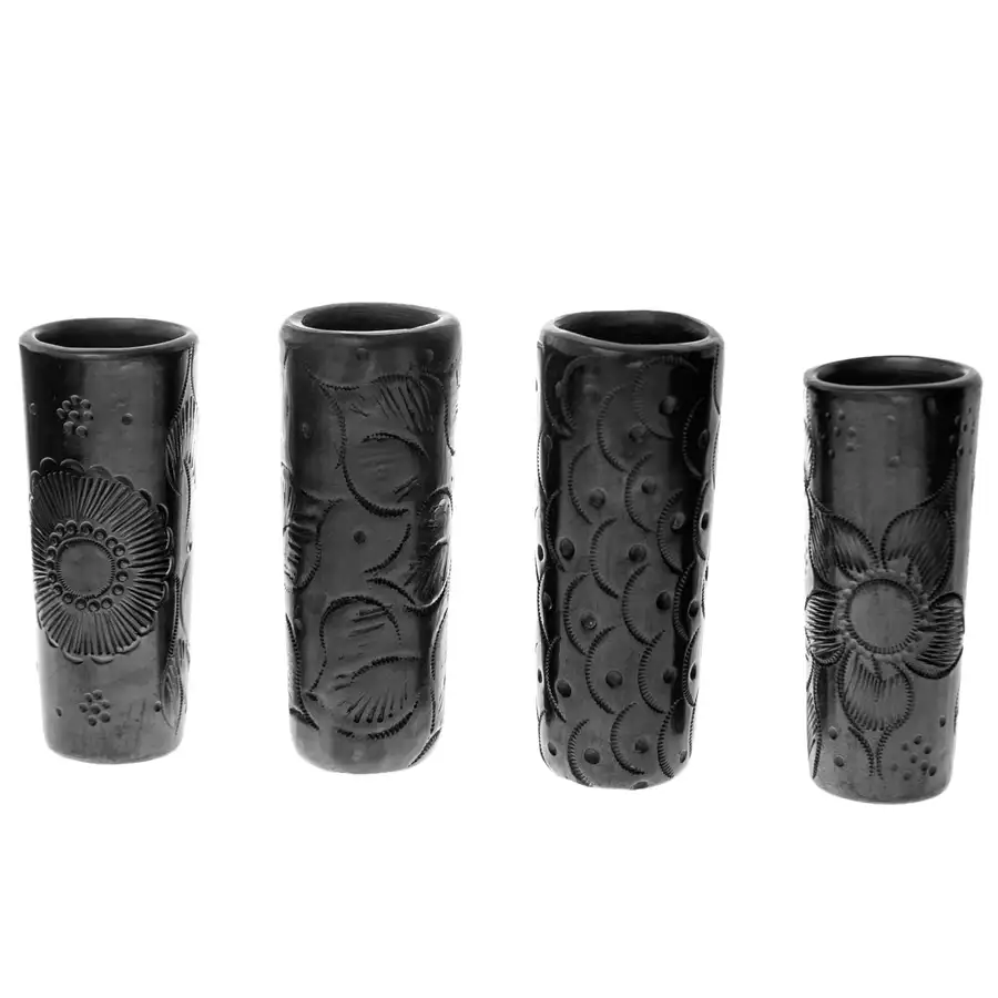 Barro Negro, Black Clay, Carved Tall Shot Glass - Image 4