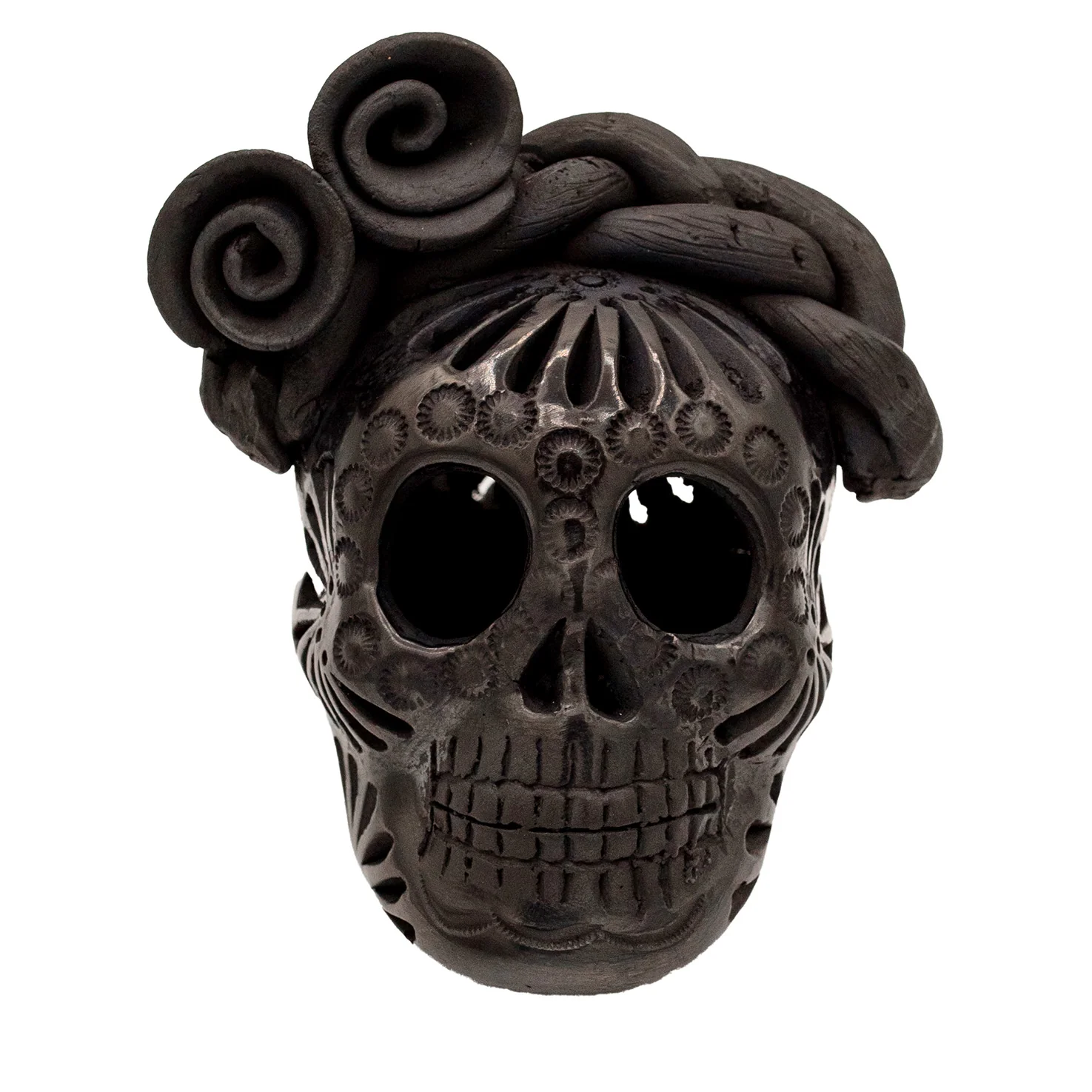 Barro Negro Frida Carved Sugar Skull - Image 7