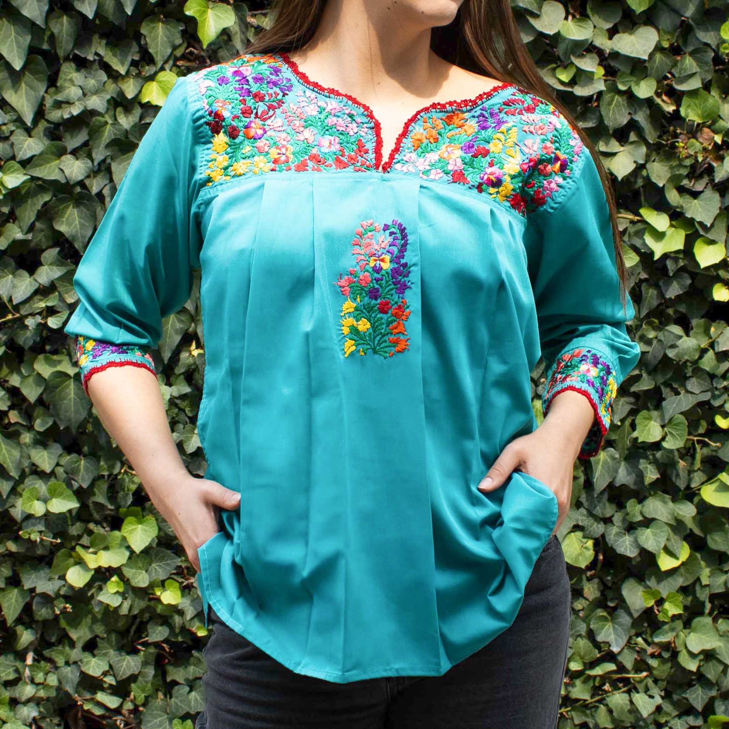 Camila Hand-Embroidered 3/4 Sleeve Blouse - Image 14