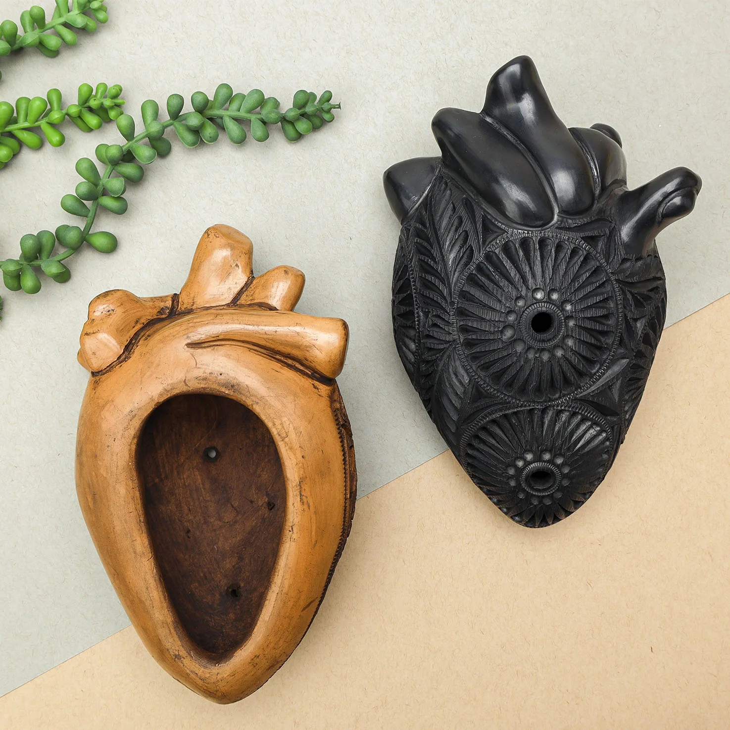 Carved Barro Negro, Black Clay, Heart Wall Art Sculpture - Image 6