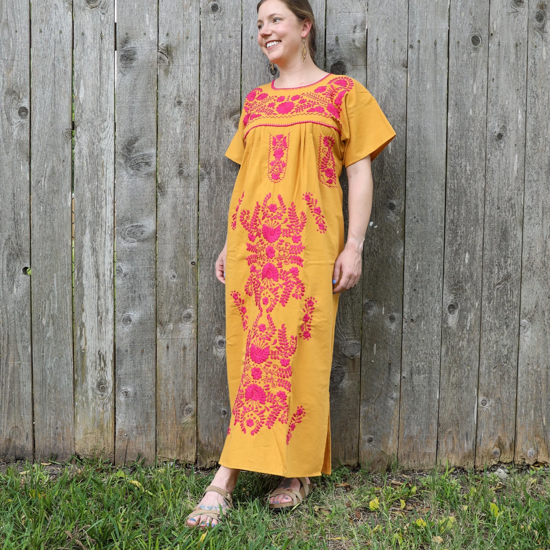 Chilac Floral Embroidered Mexican Long Dress - Image 9