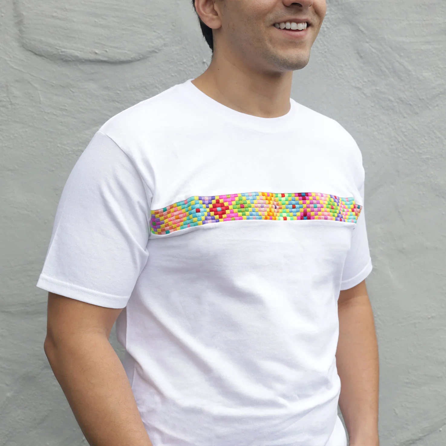 Ch'ol Hand-Embroidered Modern T-Shirt - White - Image 5
