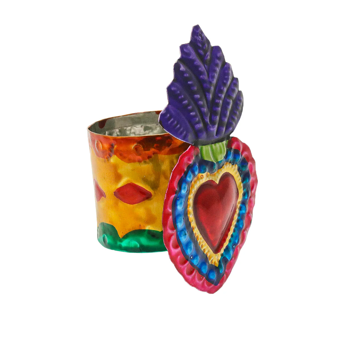 Color Heart Tin Art Milagro Napkin Ring - Image 6