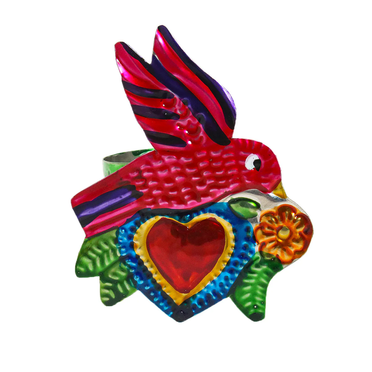 Color Heart Tin Art Milagro Napkin Ring - Image 8