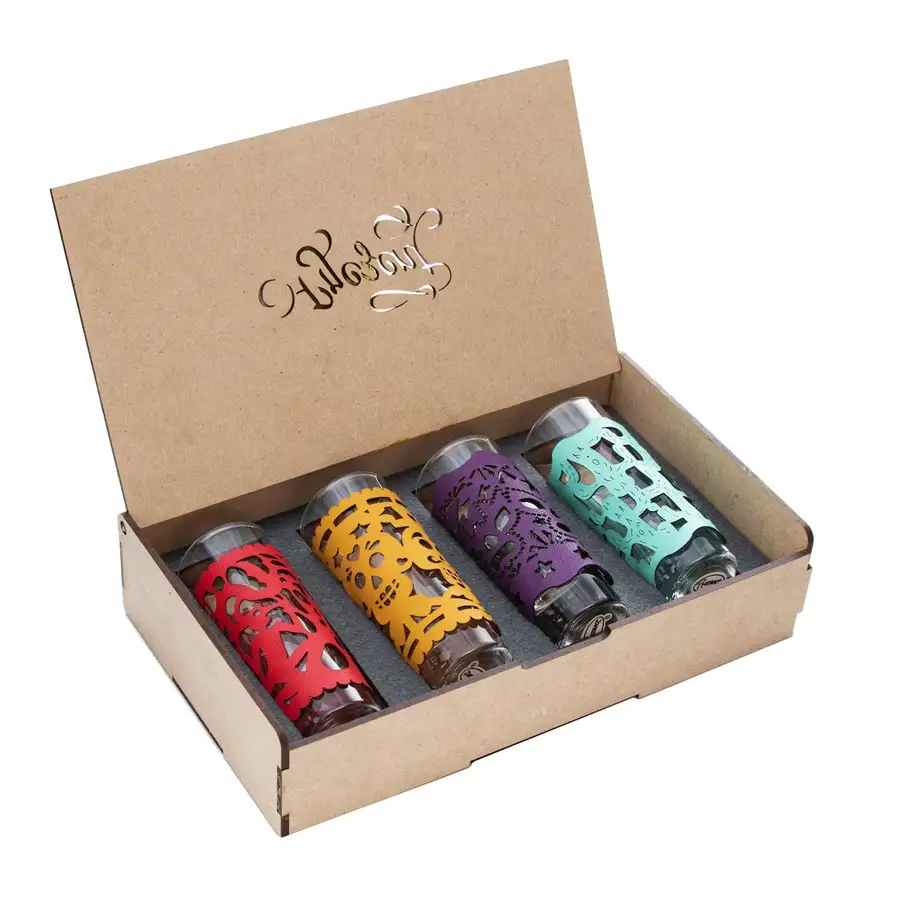 Colorful Faux Leather Cover Tequila Shot Glass (Set of 4) - Image 8