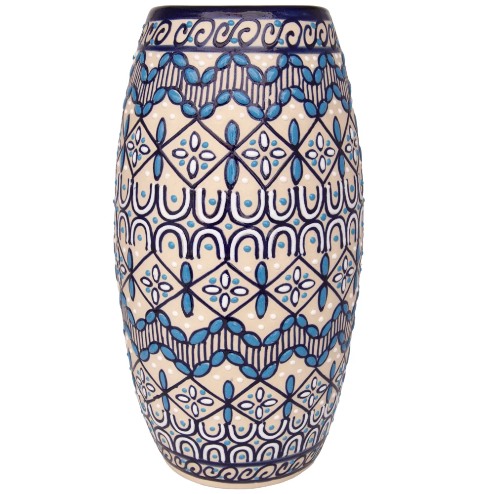 Coyoacán Hand-Painted Cylinder Ceramic Vase - Image 3