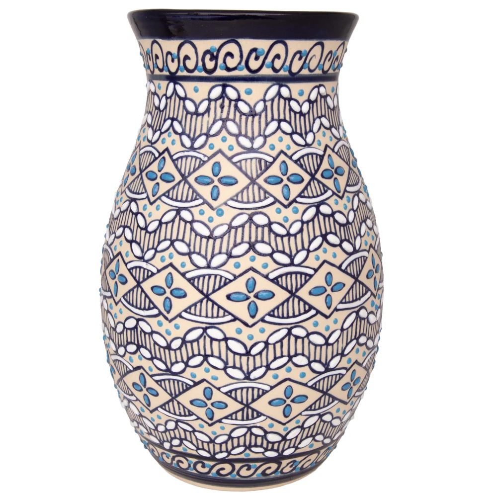 Coyoacán Hand-Painted Wide Opening Ceramic Vase - Image 3