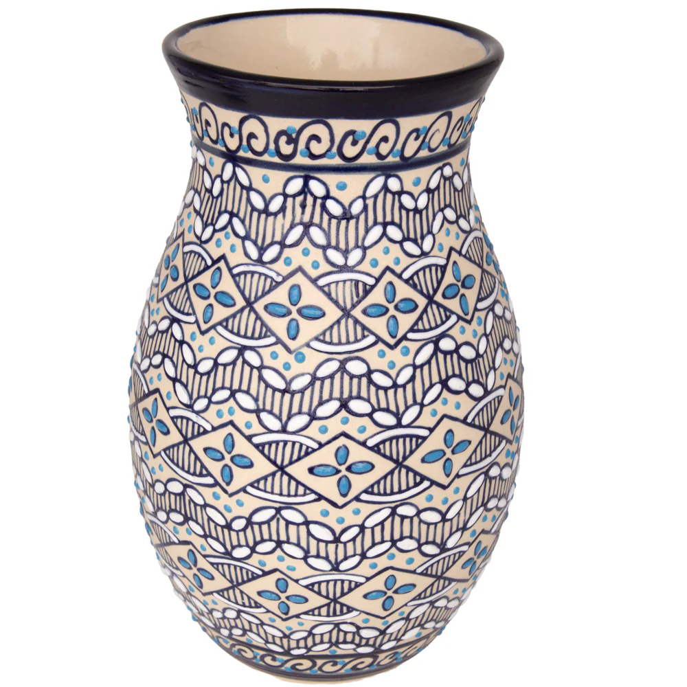 Coyoacán Hand-Painted Wide Opening Ceramic Vase - Image 5