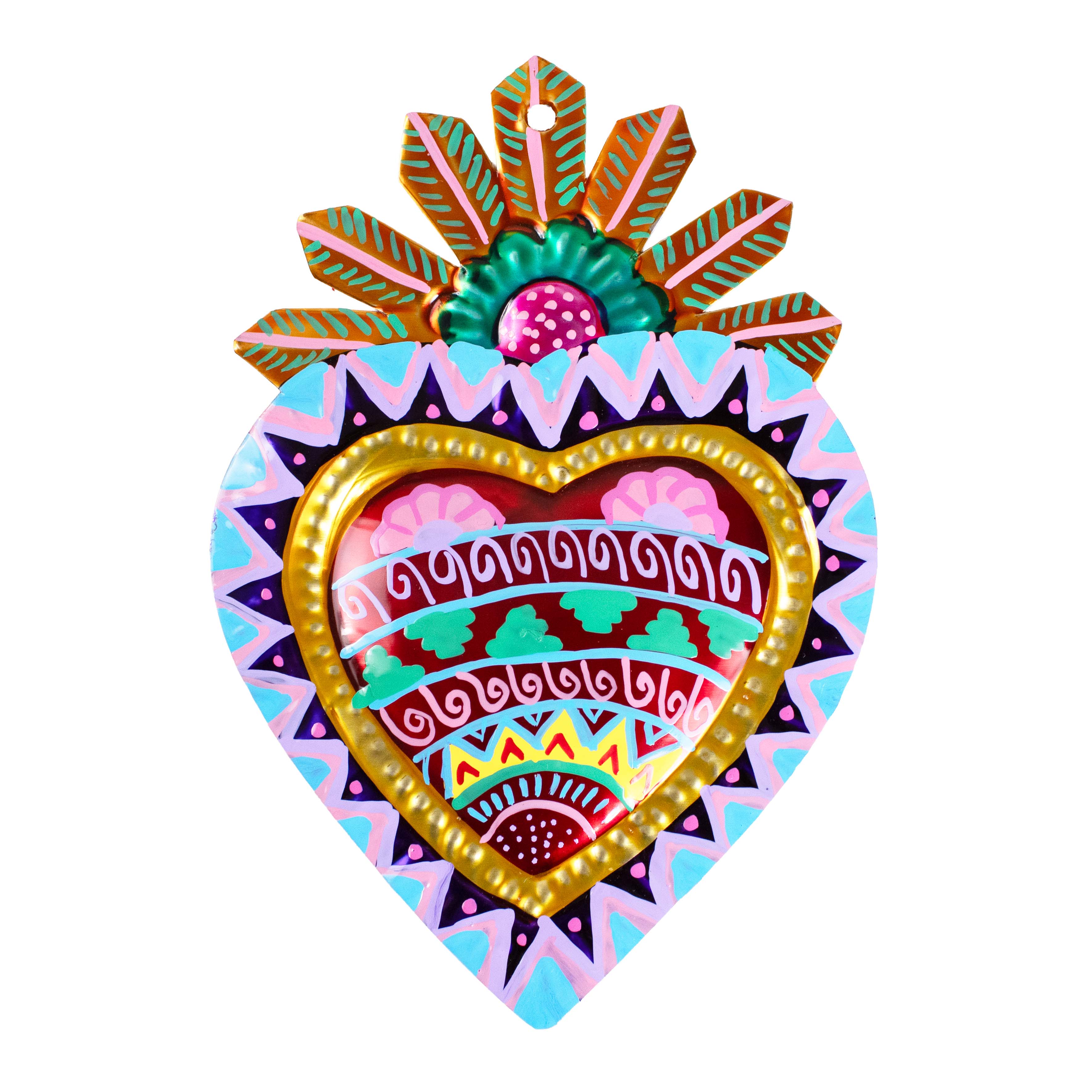 Extra Detailed Medium Mexican Milagro Tin Hearts - Image 12