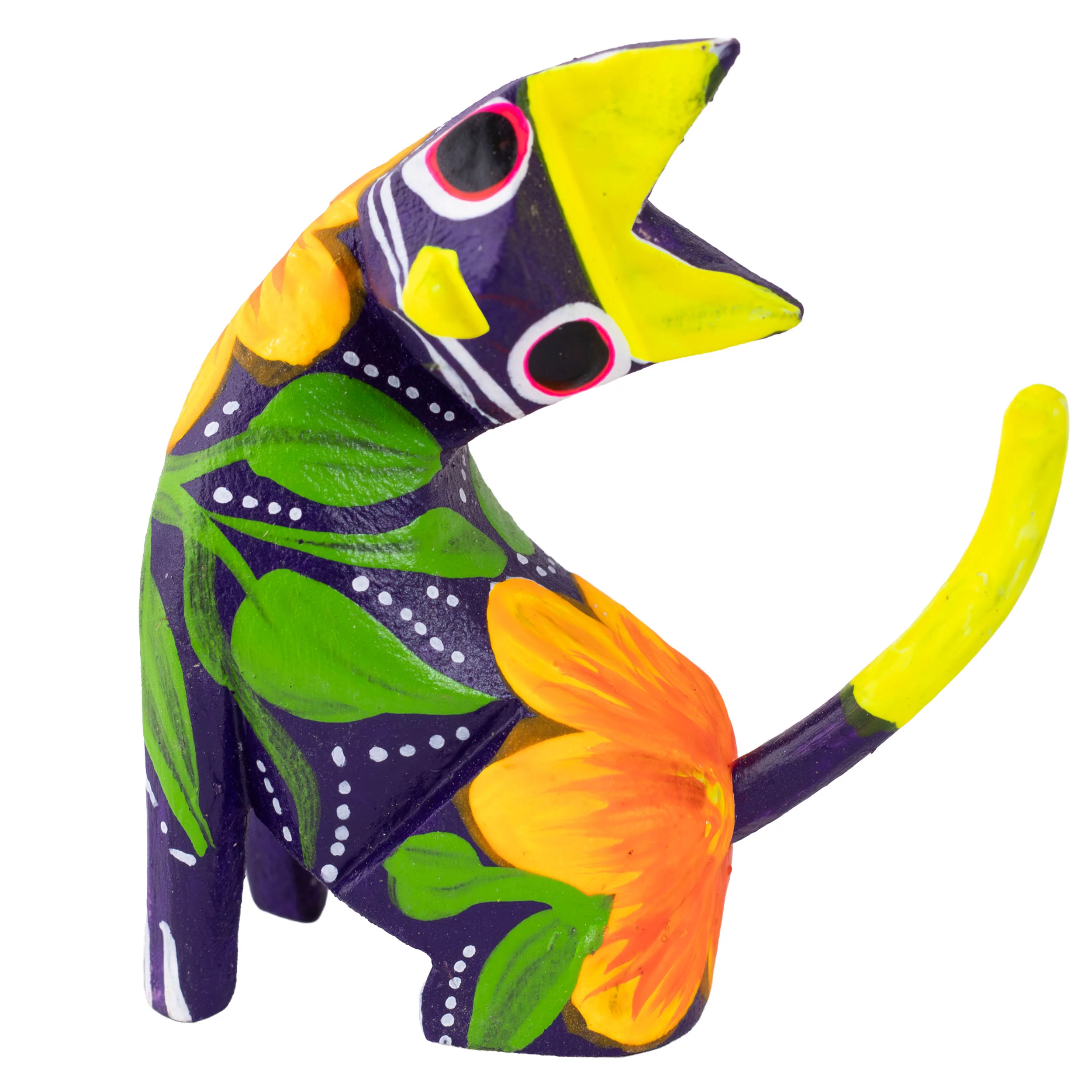 Hand Painted Neck Side Bend Cat Wooden Figurine - Image 11
