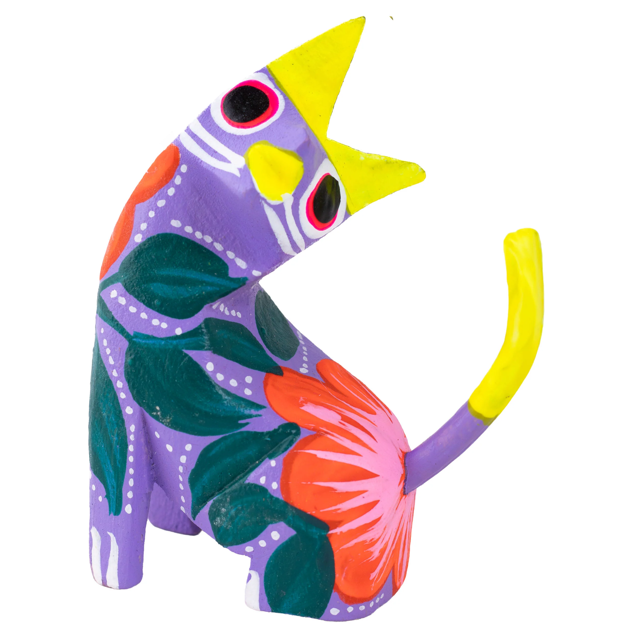 Hand Painted Neck Side Bend Cat Wooden Figurine - Image 12