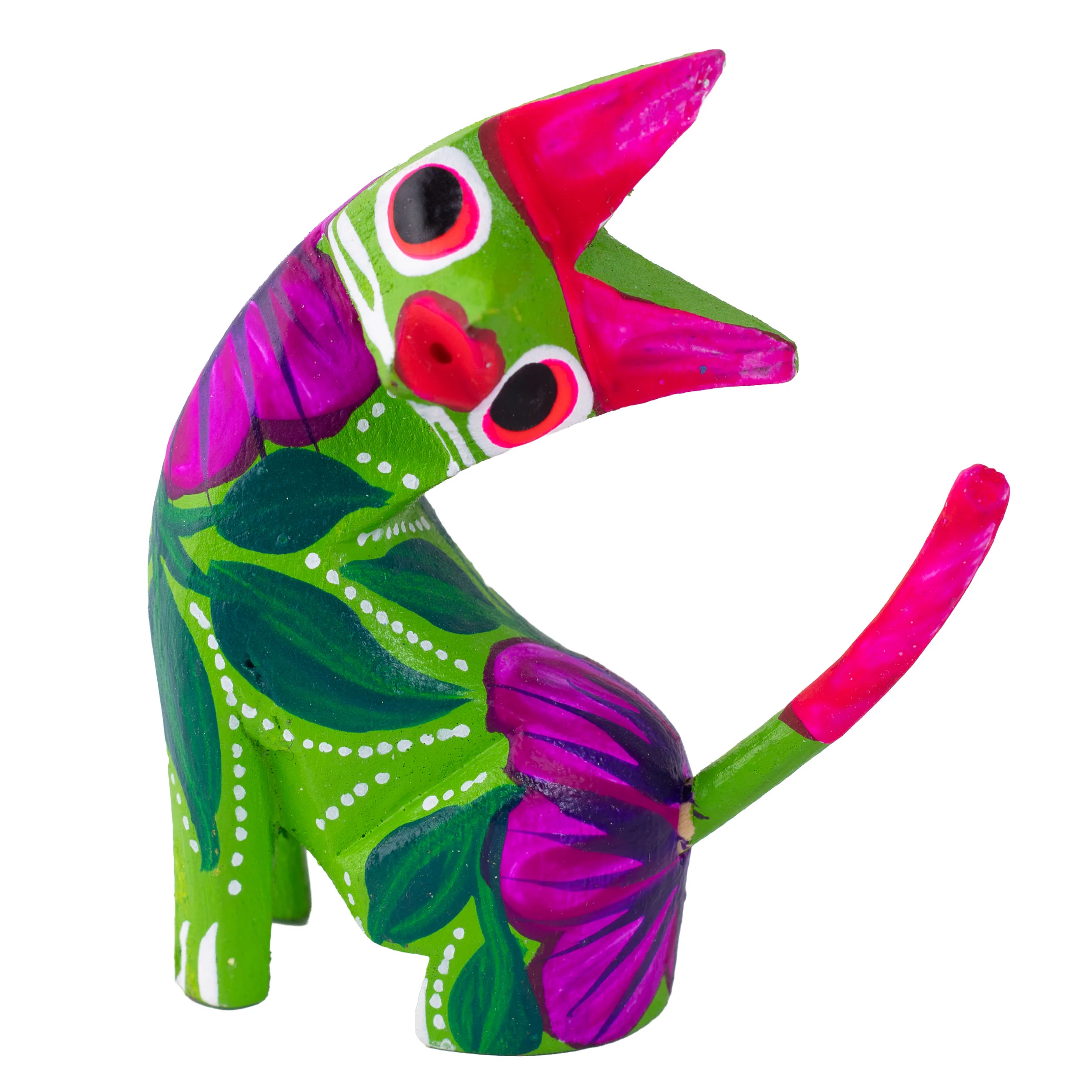 Hand Painted Neck Side Bend Cat Wooden Figurine - Image 13