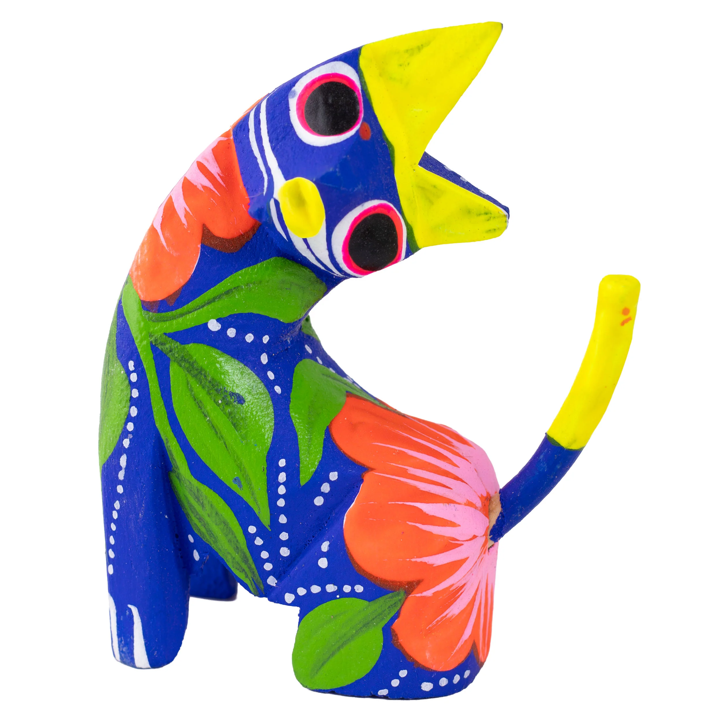 Hand Painted Neck Side Bend Cat Wooden Figurine - Image 14
