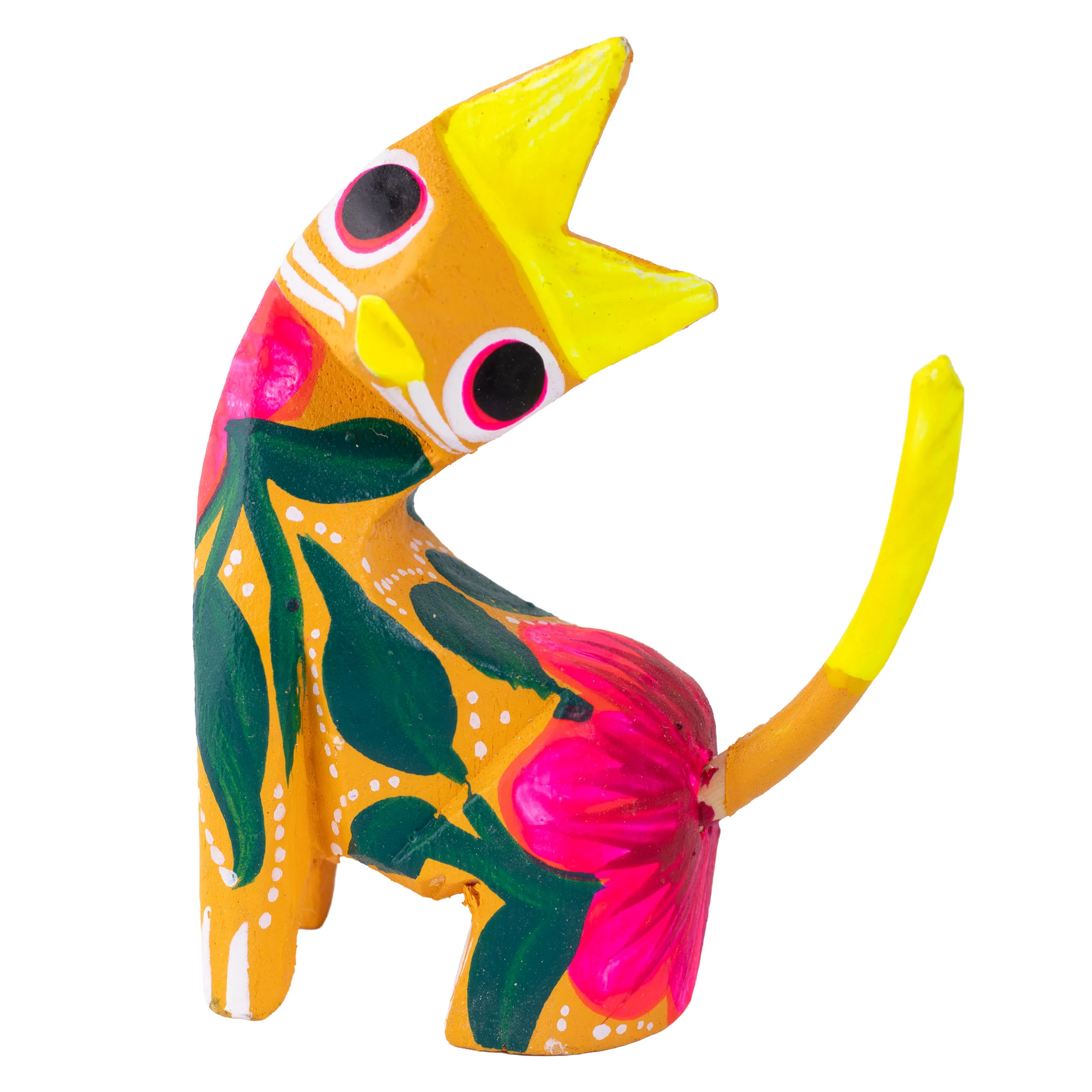 Hand Painted Neck Side Bend Cat Wooden Figurine - Image 15