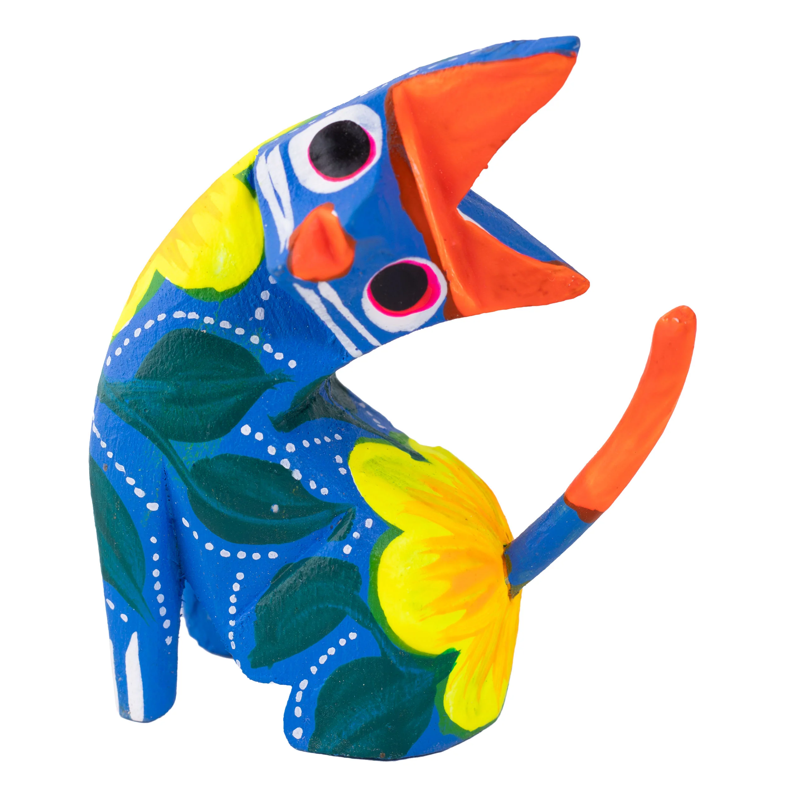 Hand Painted Neck Side Bend Cat Wooden Figurine - Image 17
