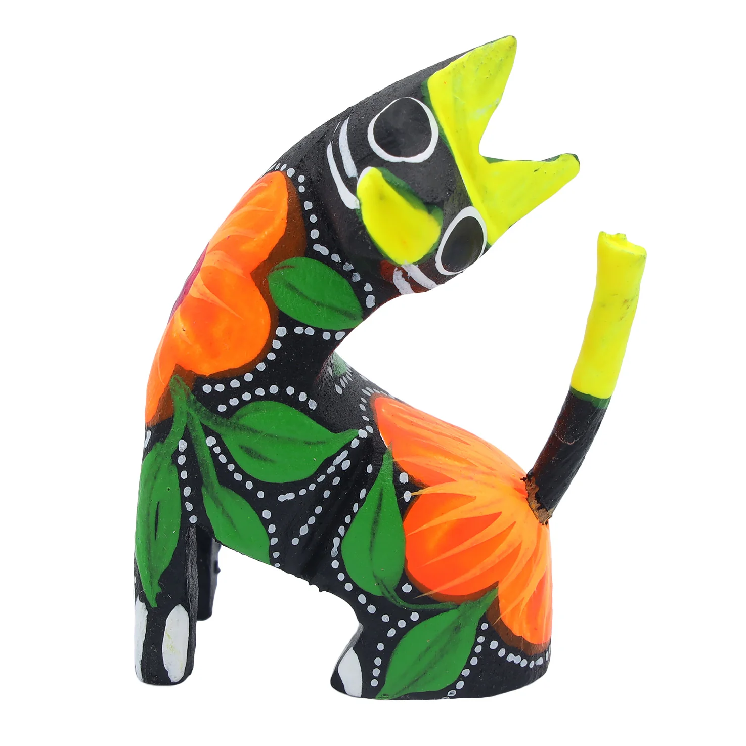 Hand Painted Neck Side Bend Cat Wooden Figurine - Image 8