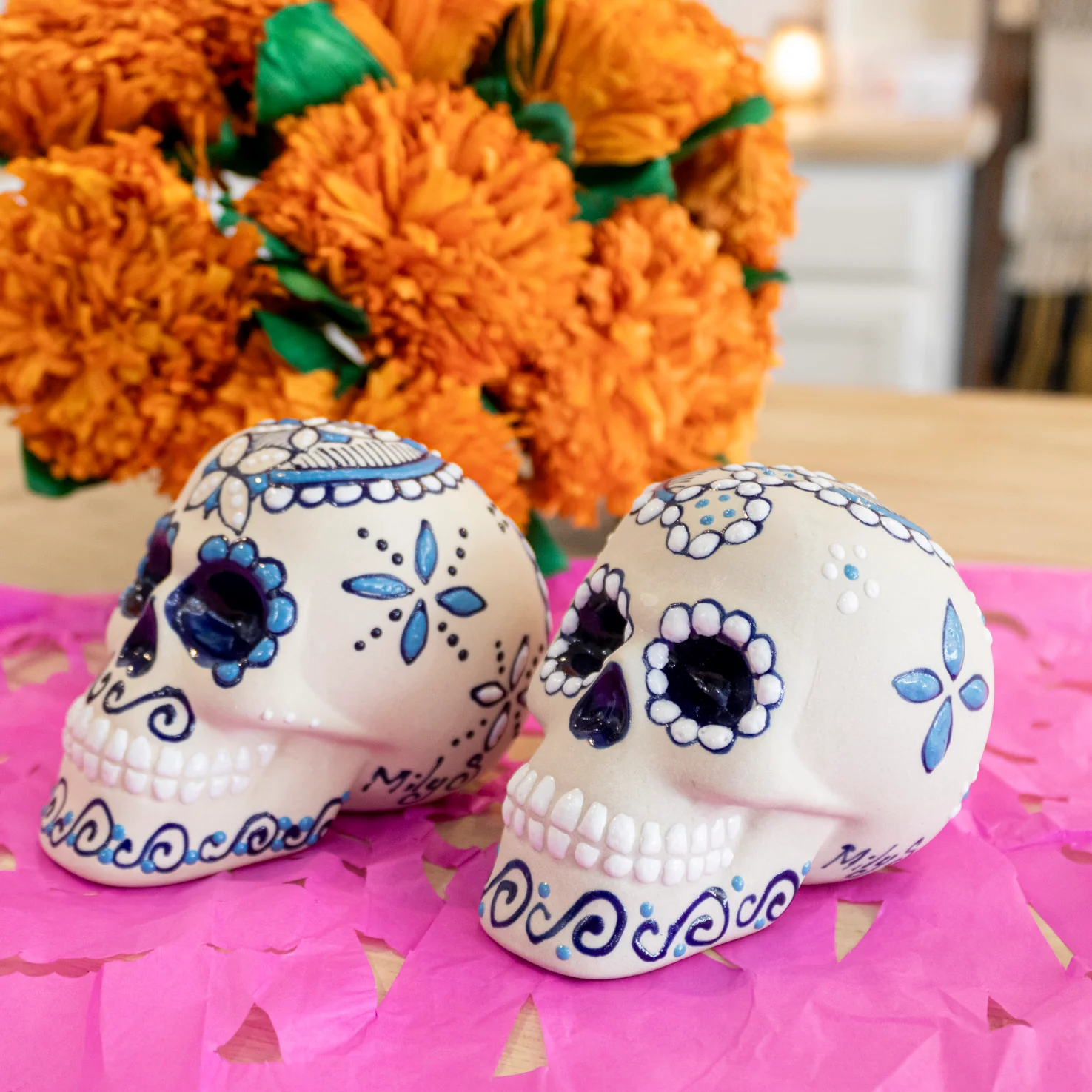 Hand-Painted Ceramic Sugar Skull - Image 3