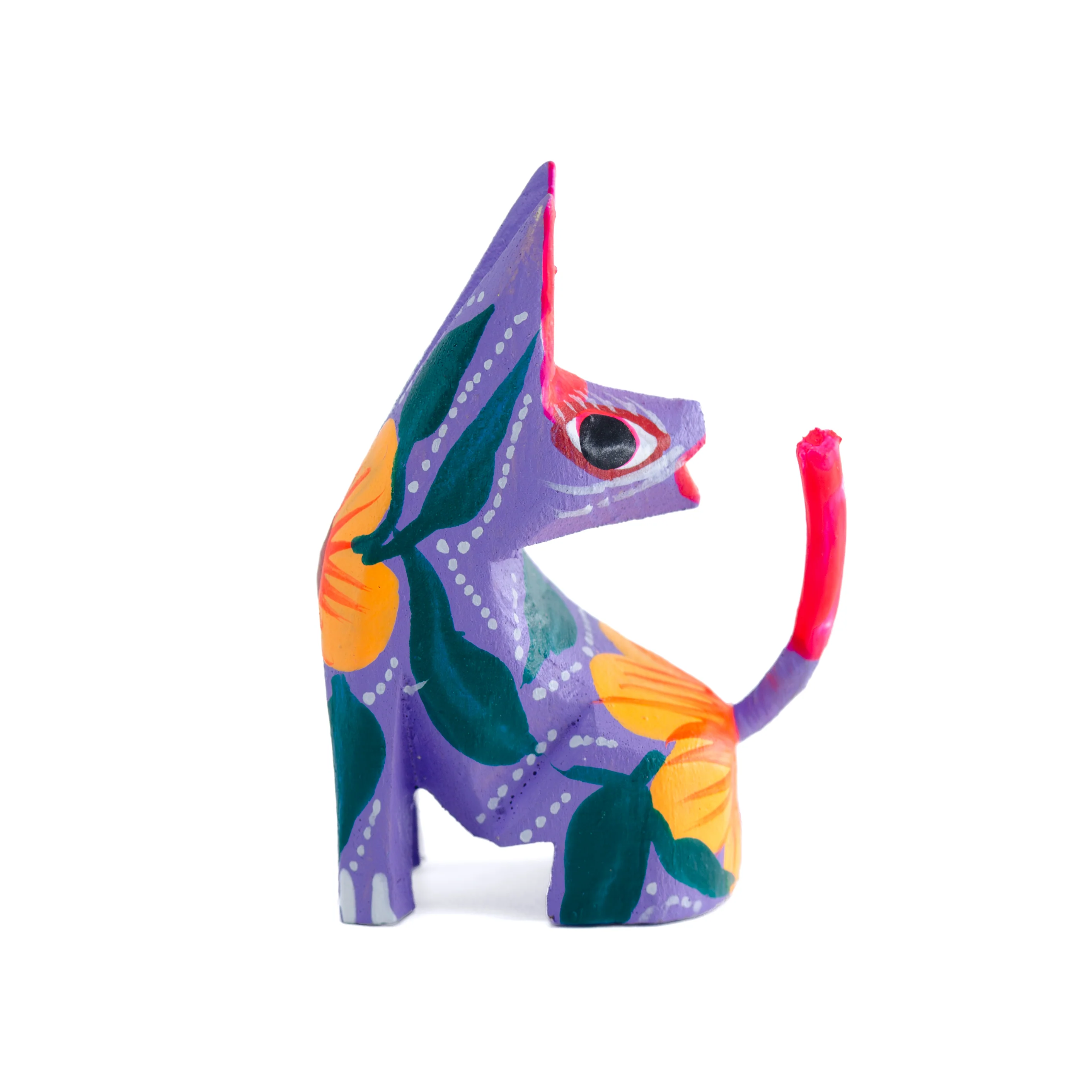 Hand Painted Head Turned Coyote Wooden Figurine - Image 6