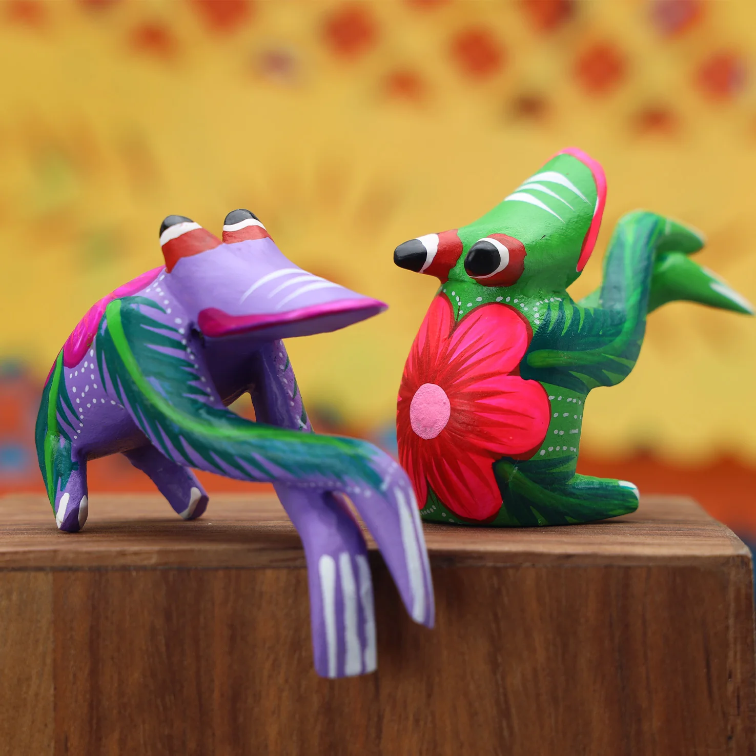 Hand Painted Frog Wooden Figurine Alebrije - Image 12