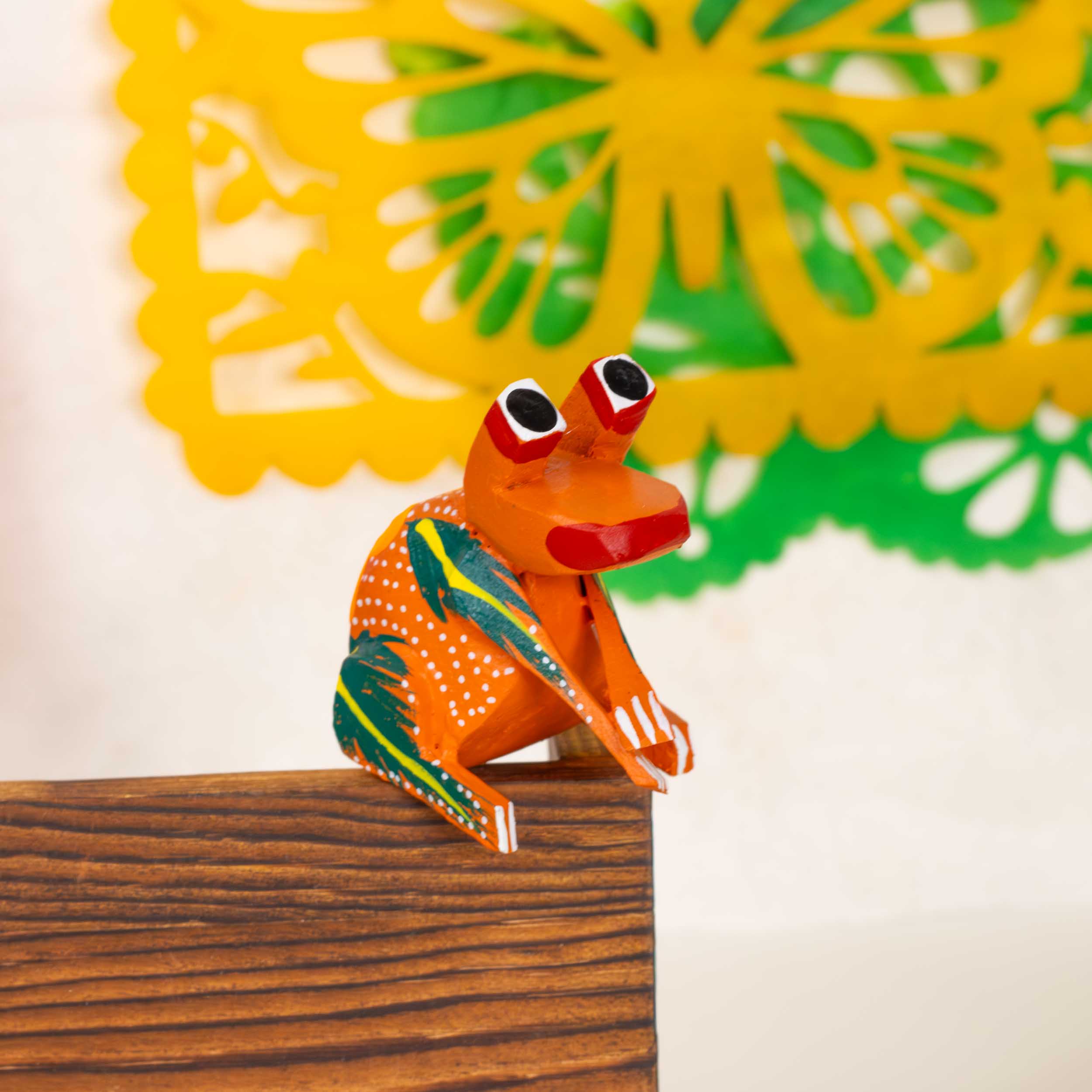 Hand Painted Frog Wooden Figurine Alebrije - Image 3