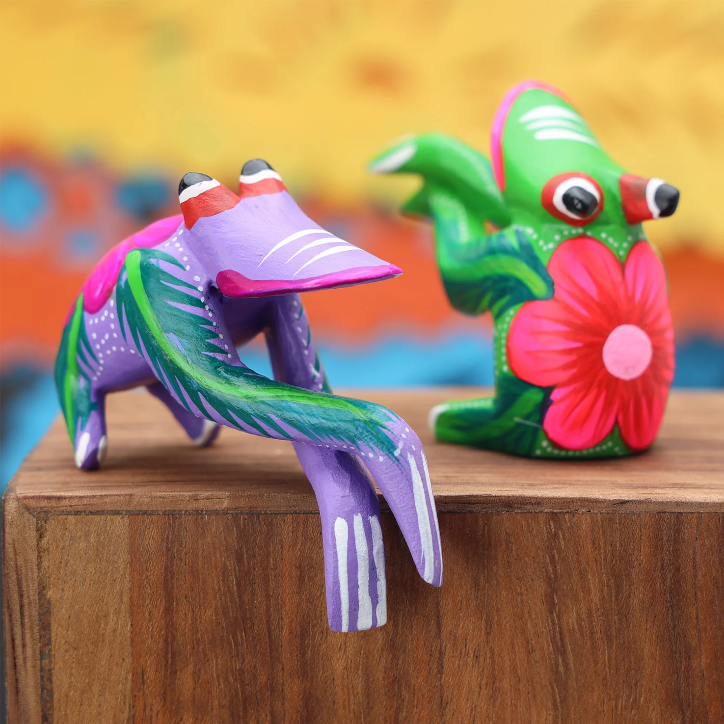 Hand Painted Frog Wooden Figurine Alebrije - Image 7