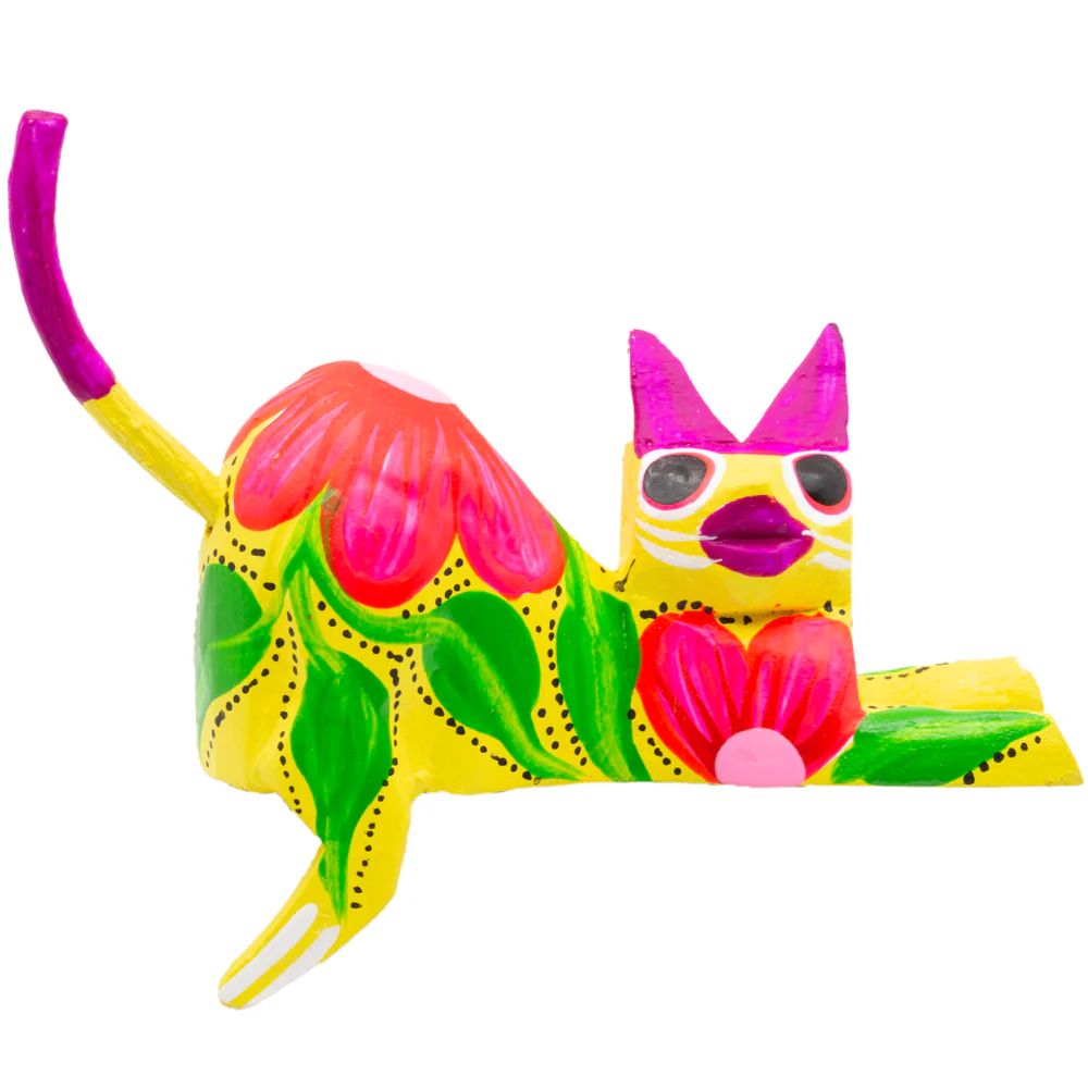 Hand Painted and Carved Hanging Cat Wooden Figurine Alebrije - Image 11