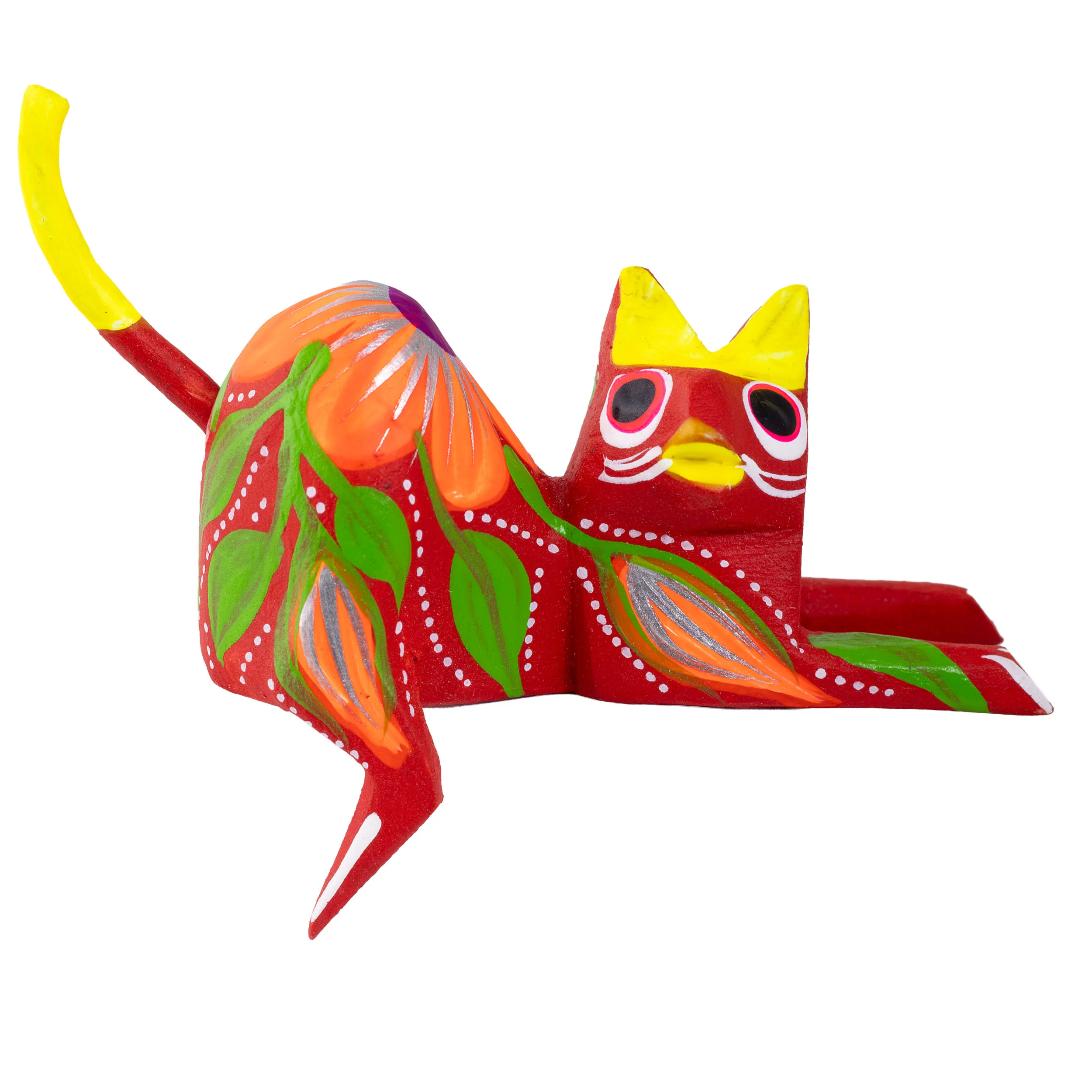Hand Painted and Carved Hanging Cat Wooden Figurine Alebrije - Image 12