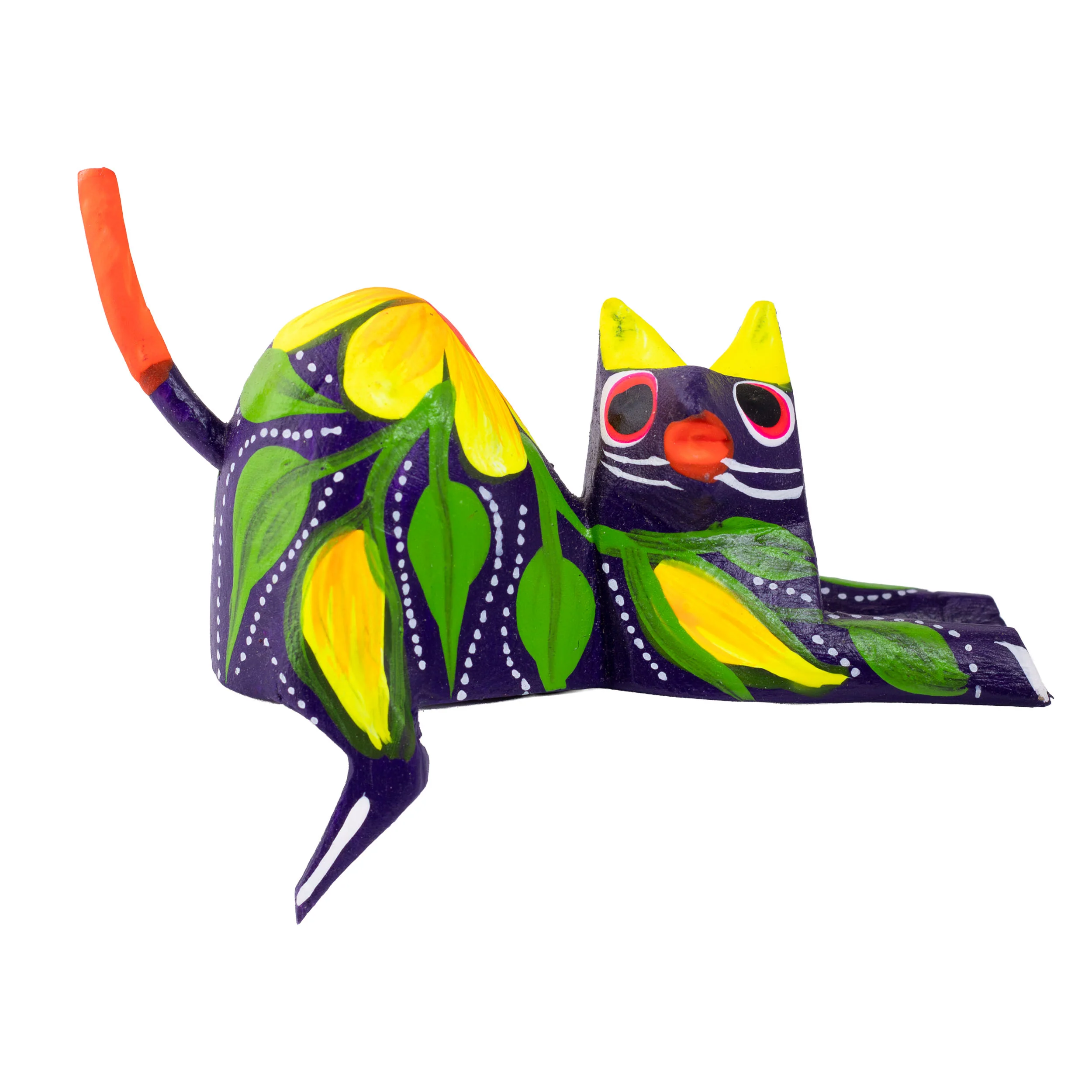 Hand Painted and Carved Hanging Cat Wooden Figurine Alebrije - Image 13