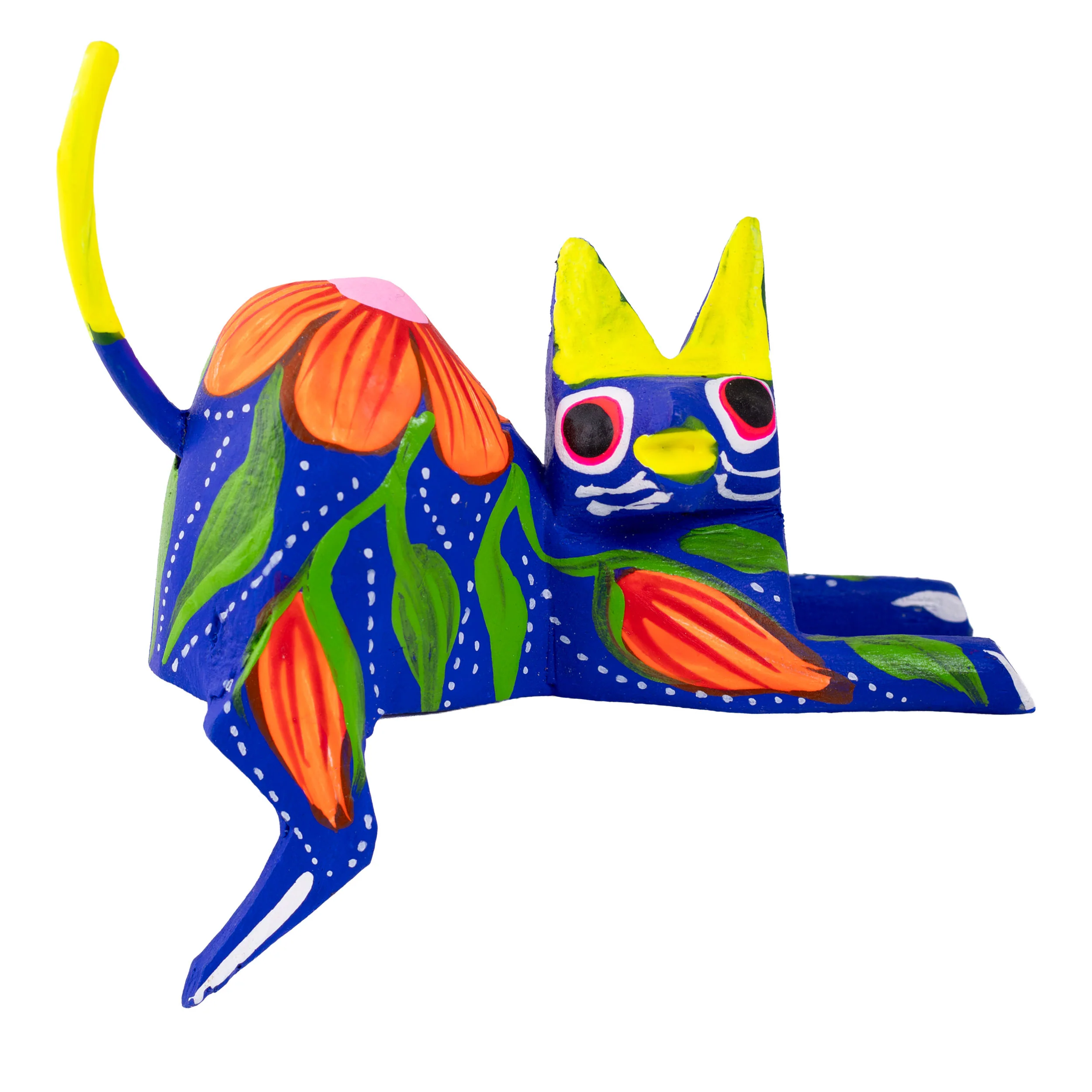 Hand Painted and Carved Hanging Cat Wooden Figurine Alebrije - Image 15