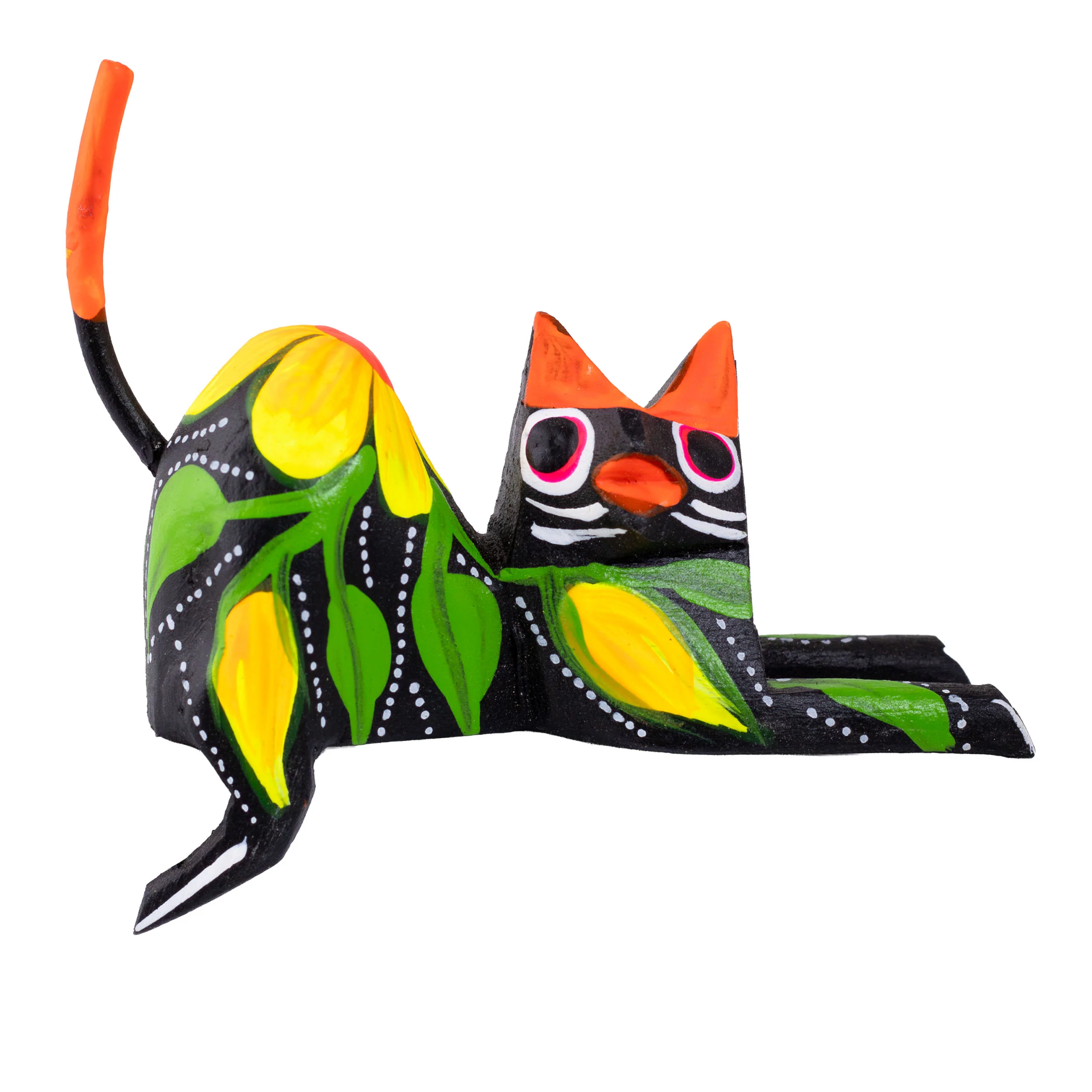 Hand Painted and Carved Hanging Cat Wooden Figurine Alebrije - Image 16