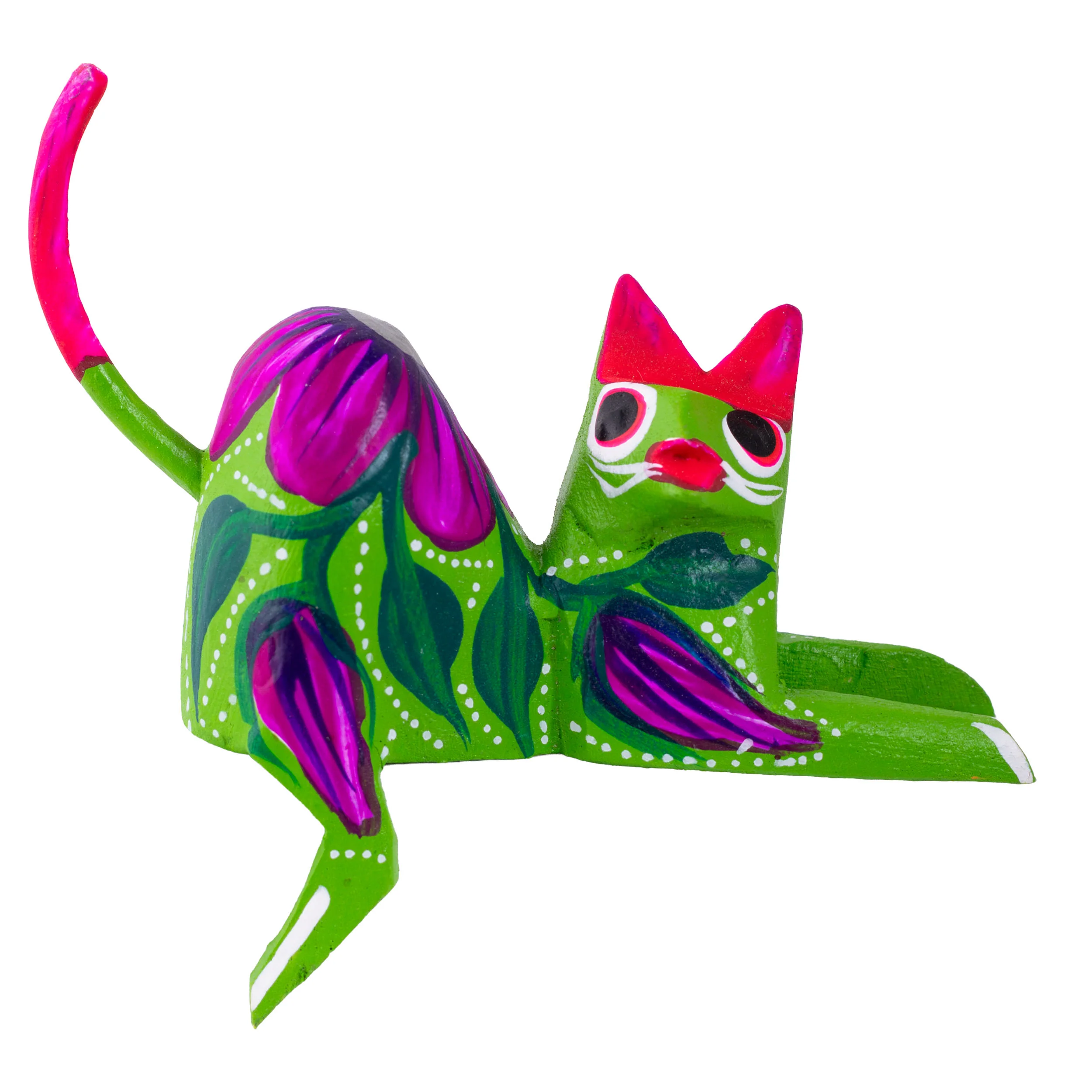 Hand Painted and Carved Hanging Cat Wooden Figurine Alebrije - Image 17