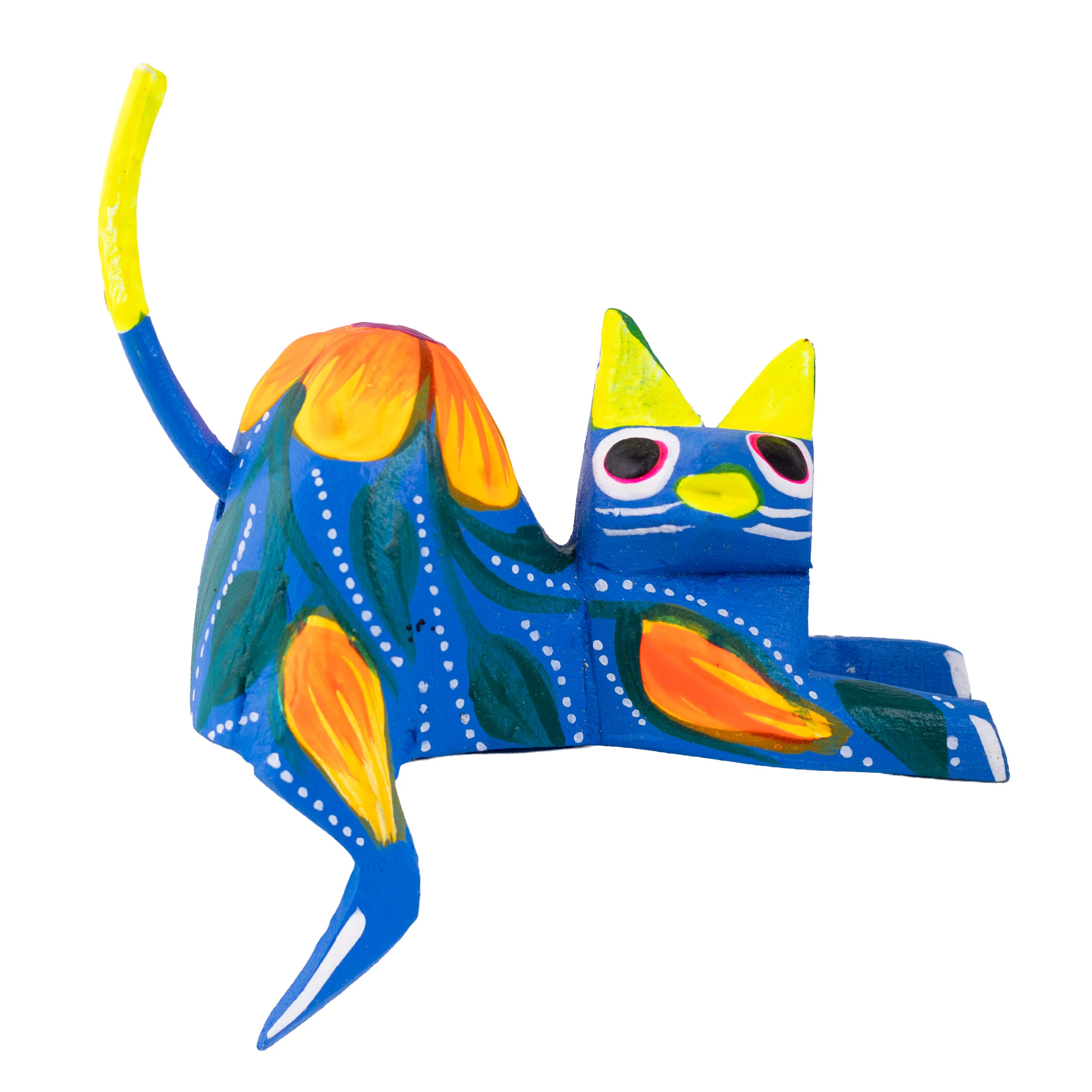 Hand Painted and Carved Hanging Cat Wooden Figurine Alebrije - Image 18
