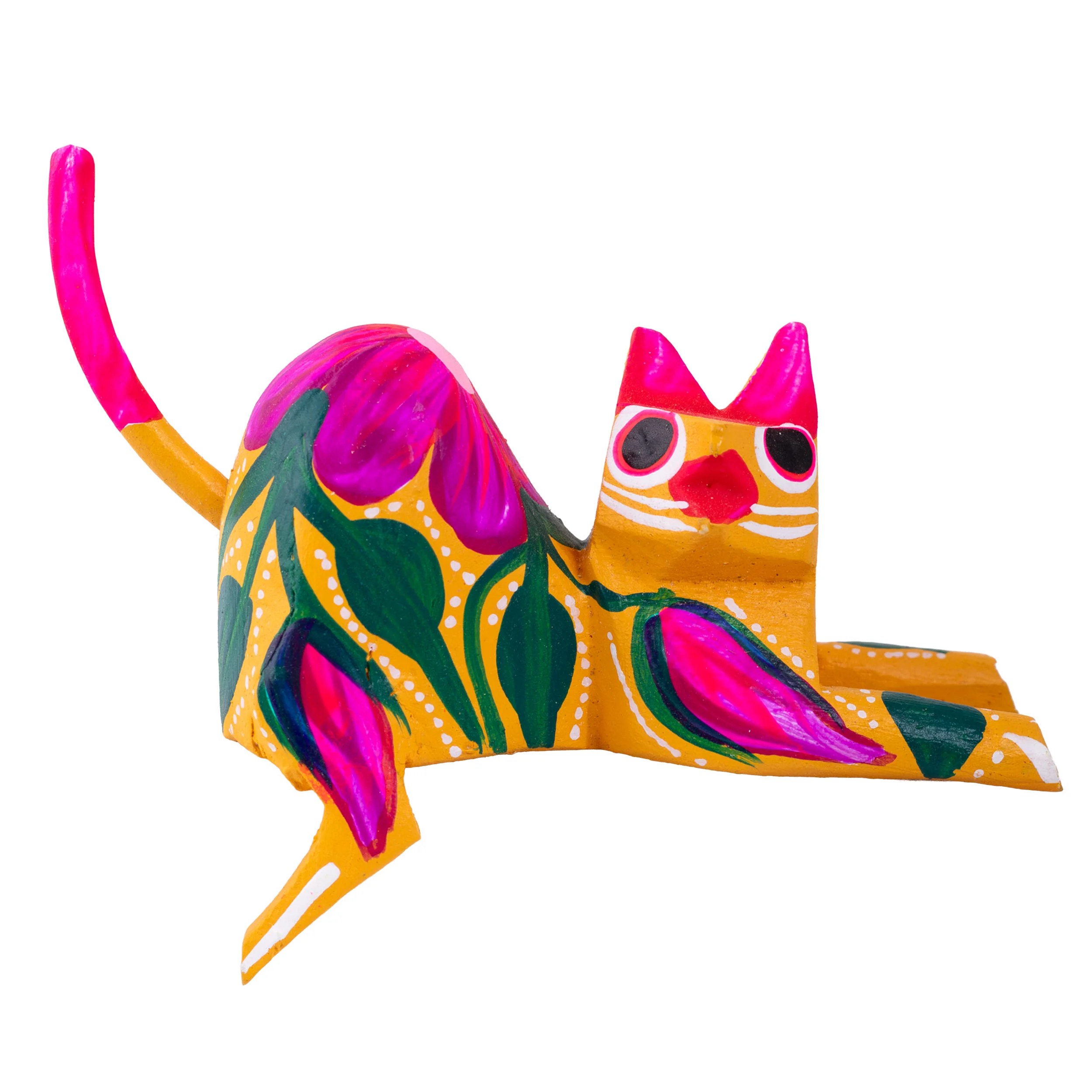 Hand Painted and Carved Hanging Cat Wooden Figurine Alebrije - Image 19