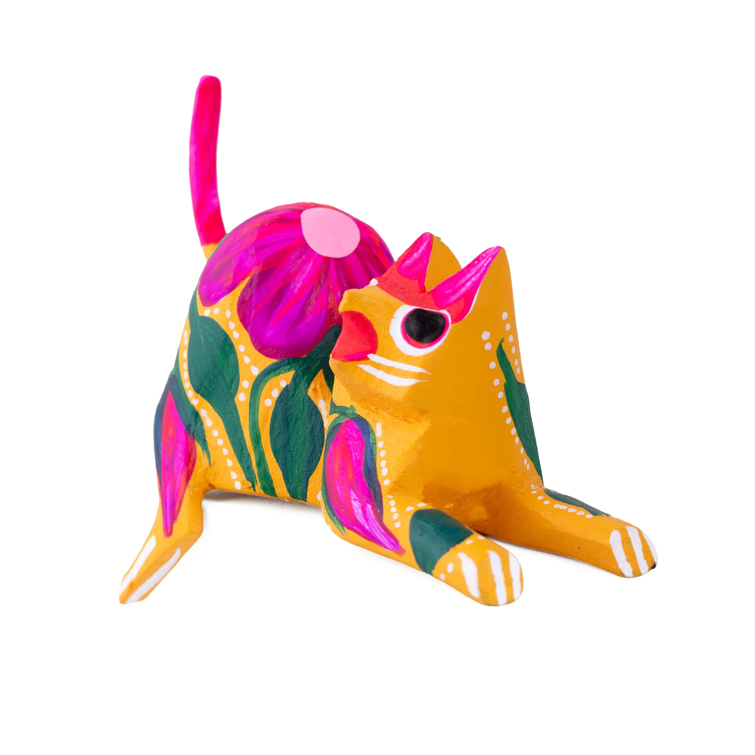 Hand Painted and Carved Hanging Cat Wooden Figurine Alebrije - Image 6