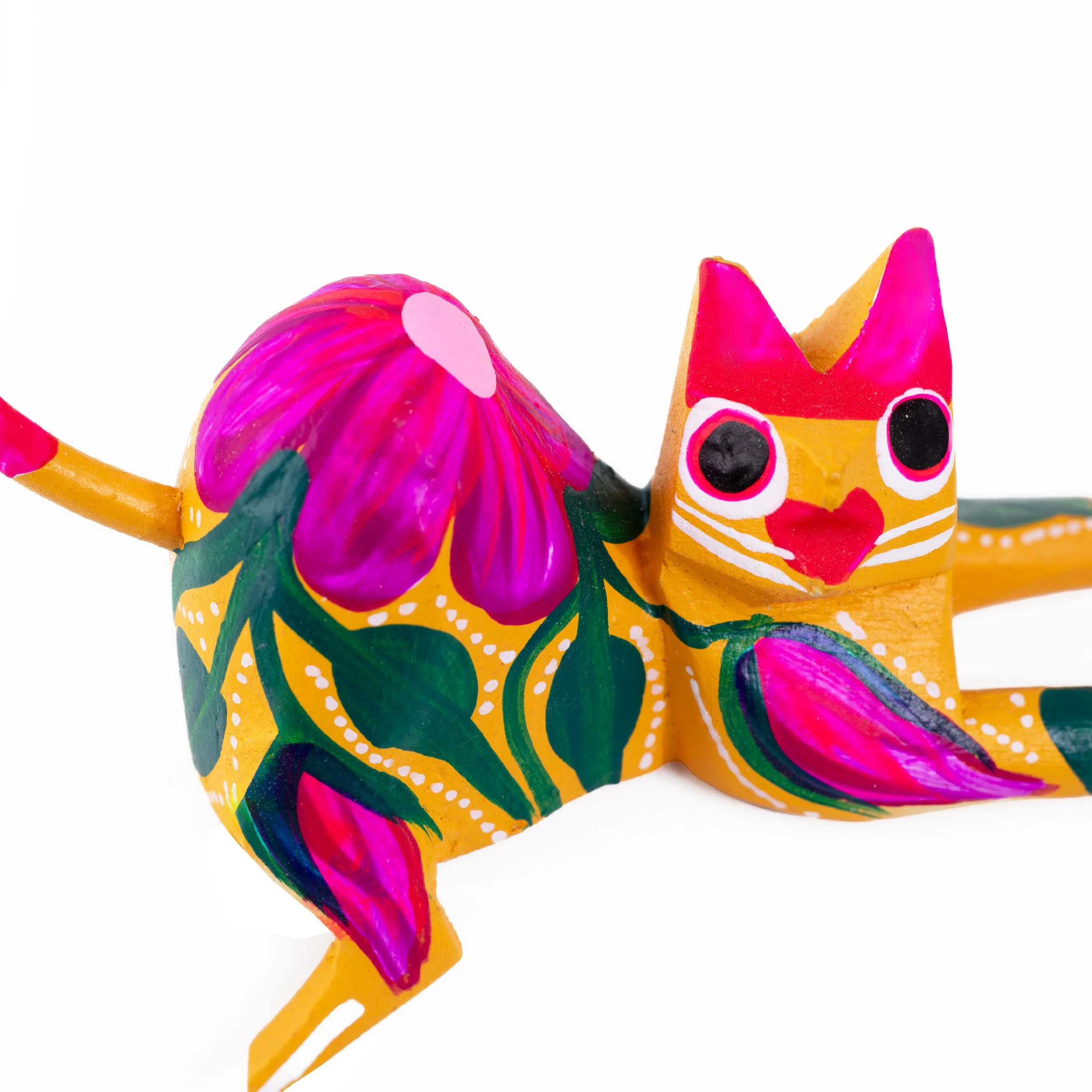 Hand Painted and Carved Hanging Cat Wooden Figurine Alebrije - Image 7