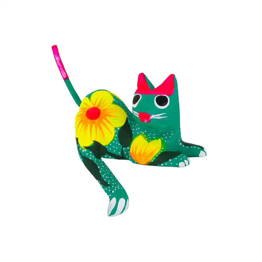 Hand Painted and Carved Hanging Cat Wooden Figurine Alebrije - Image 9