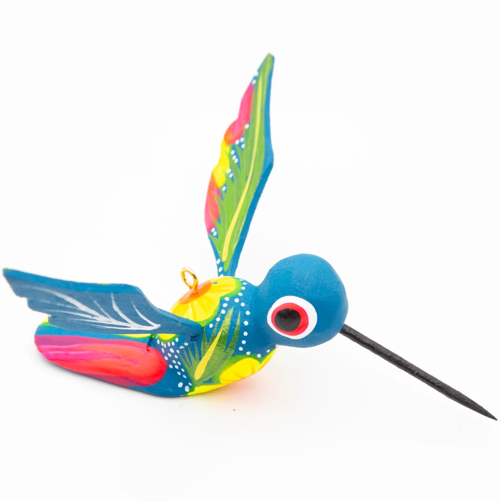 Hand Painted Hummingbird Wooden Figurine - Image 15