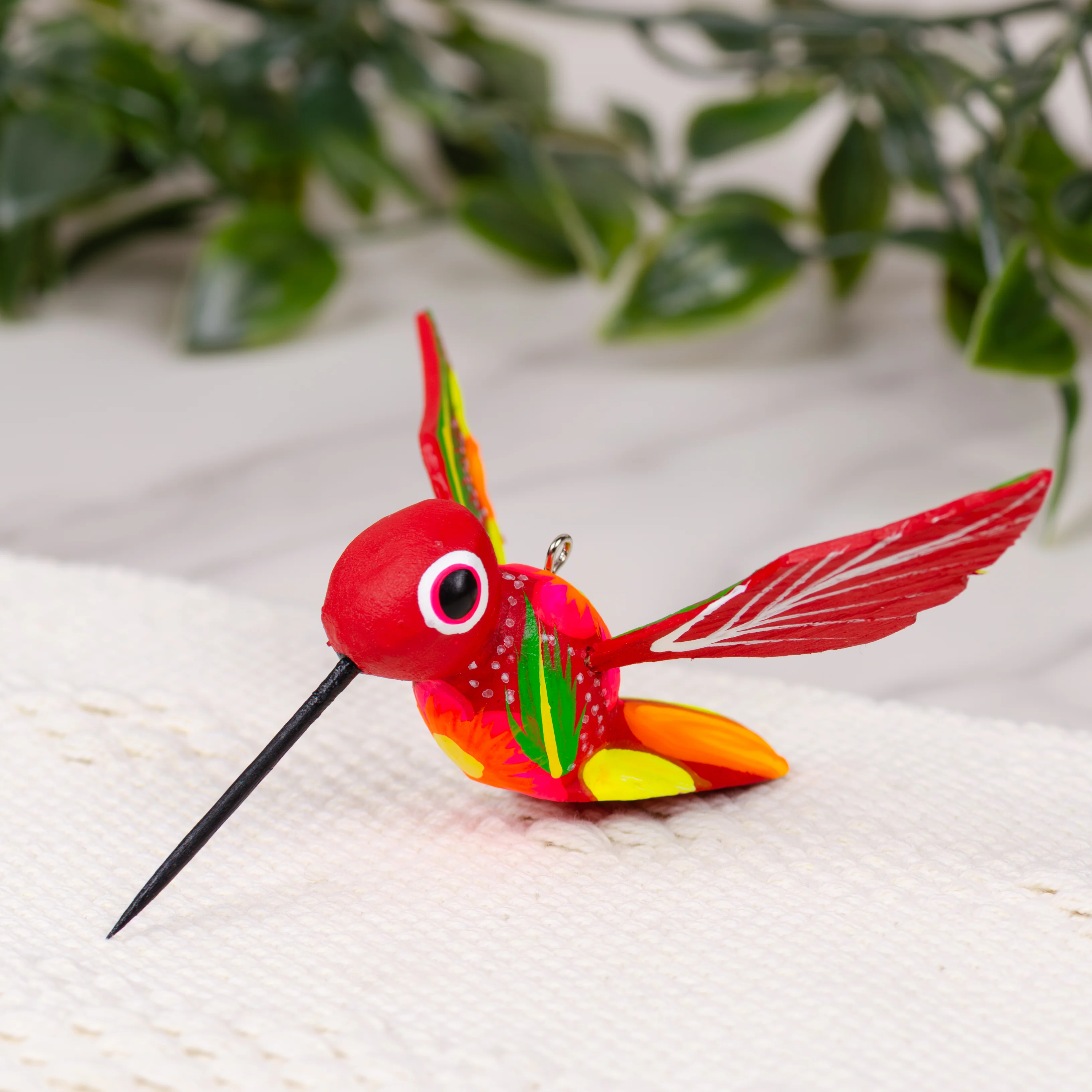 Hand Painted Hummingbird Wooden Figurine - Image 3