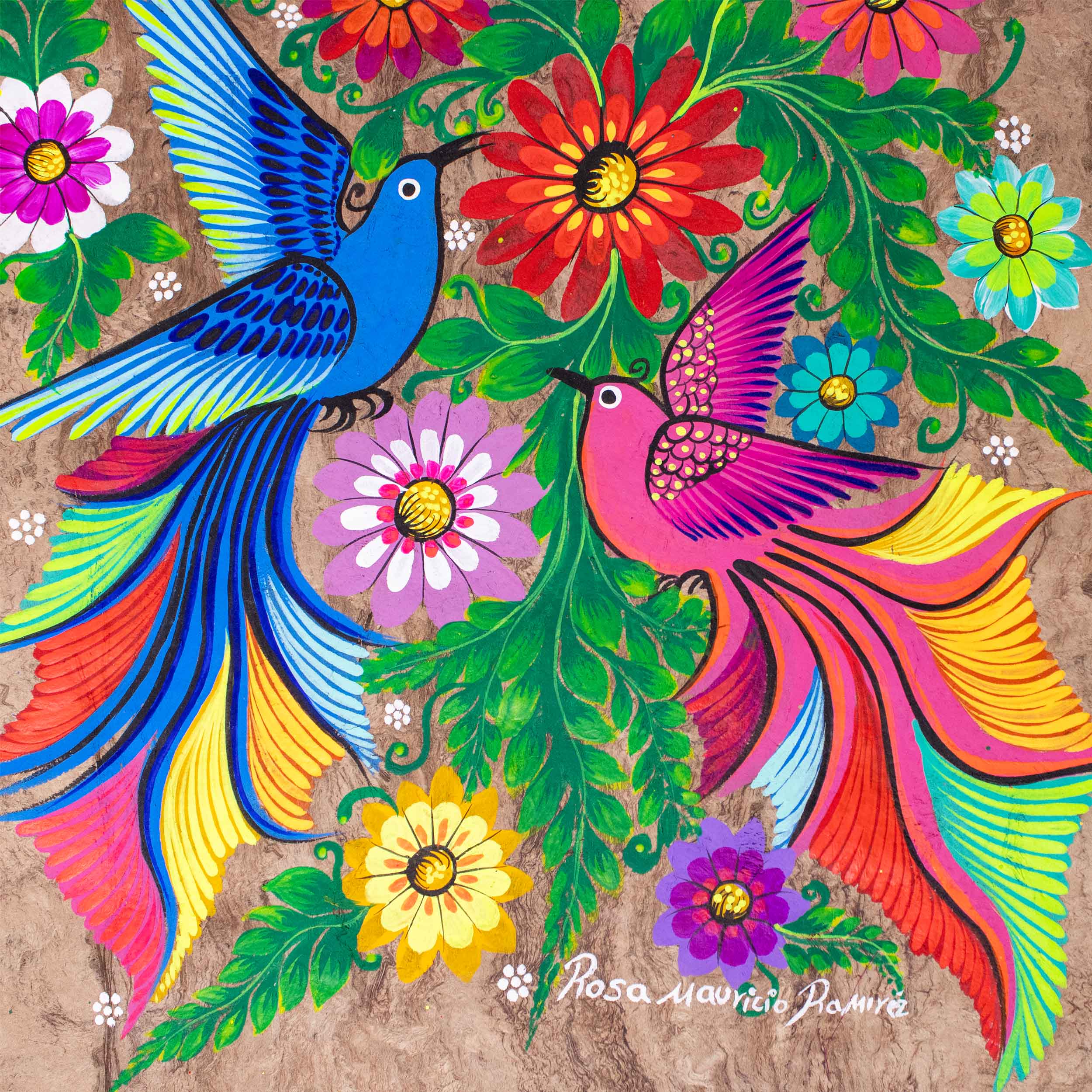 Hand-Painted Papel Amate Xalitla Painting by Rosa - Image 10