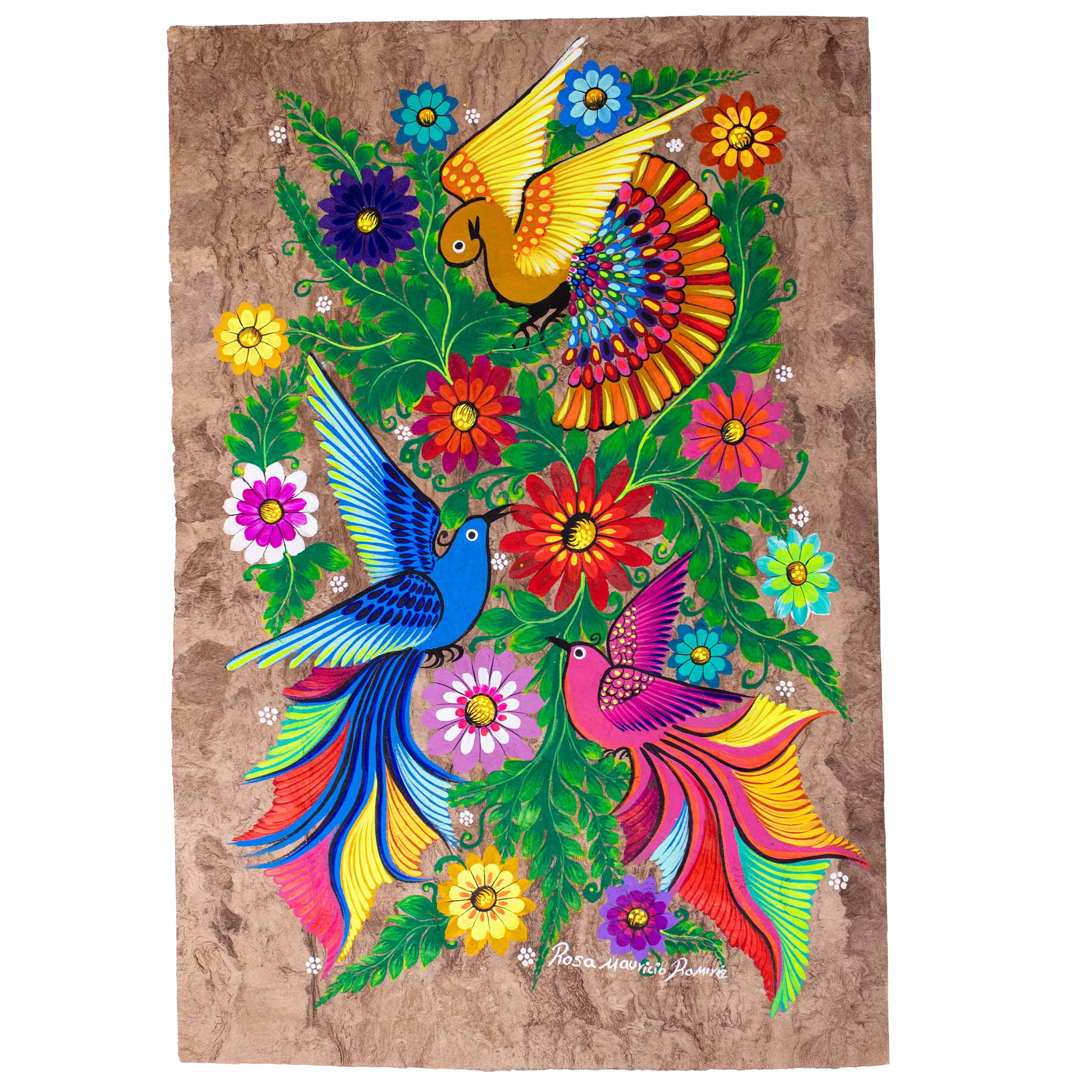 Hand-Painted Papel Amate Xalitla Painting by Rosa - Image 7