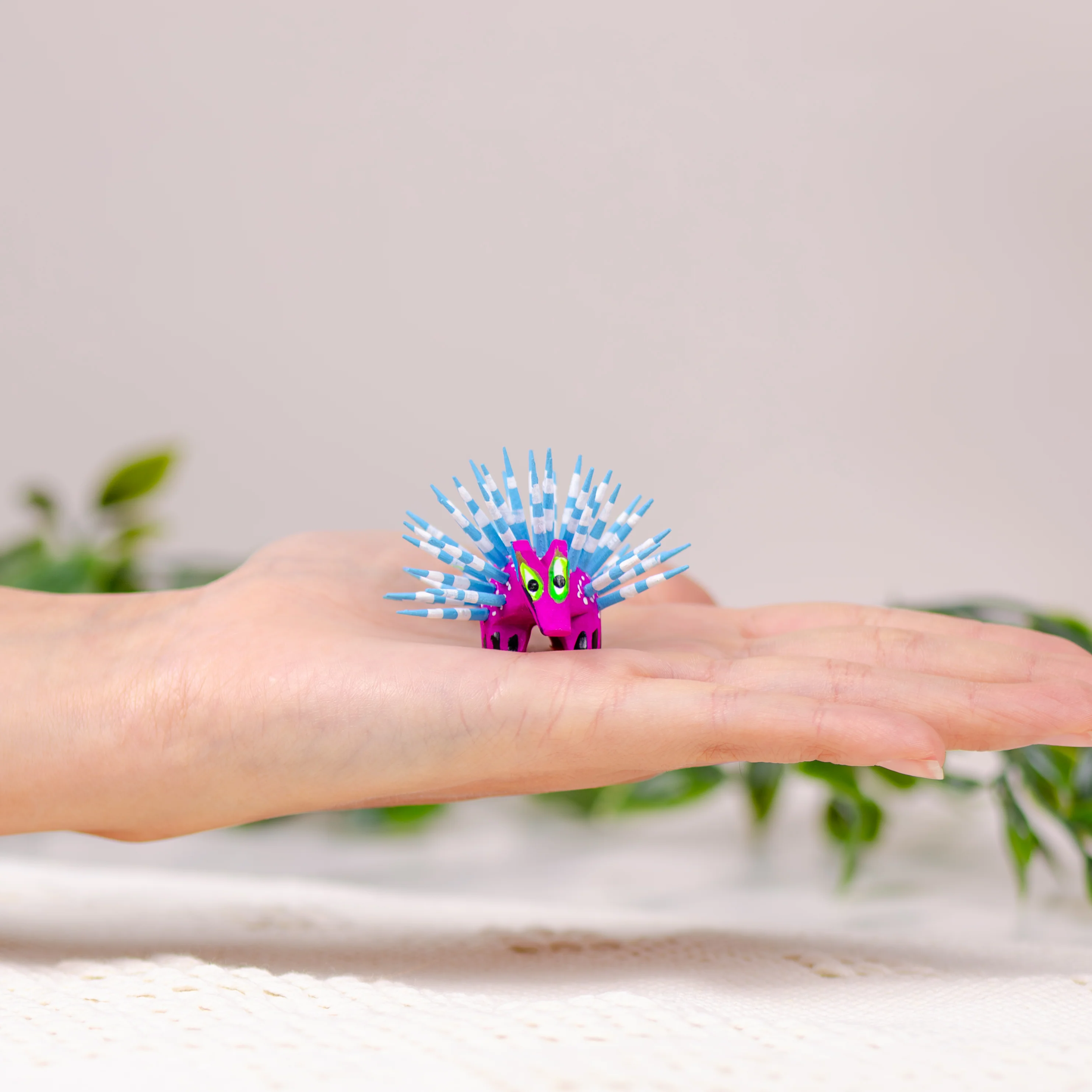 Hand Painted Porcupine Wooden Figurine Alebrije - Image 3