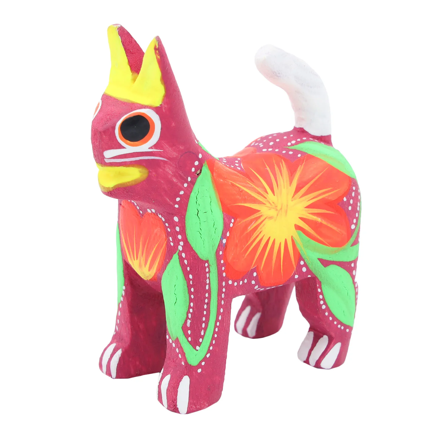 Hand Painted Standing Cat Wooden Figurine - Image 4