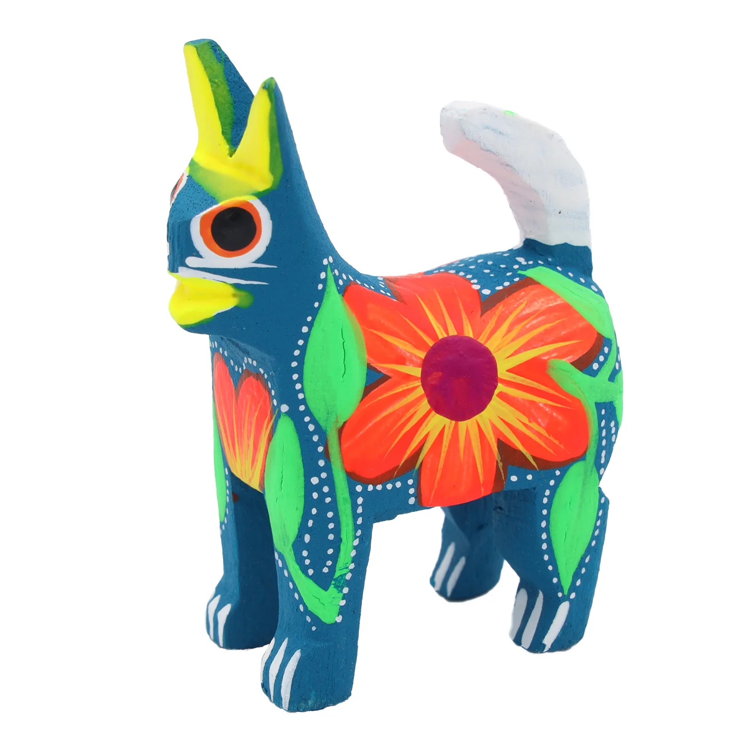 Hand Painted Standing Cat Wooden Figurine - Image 5