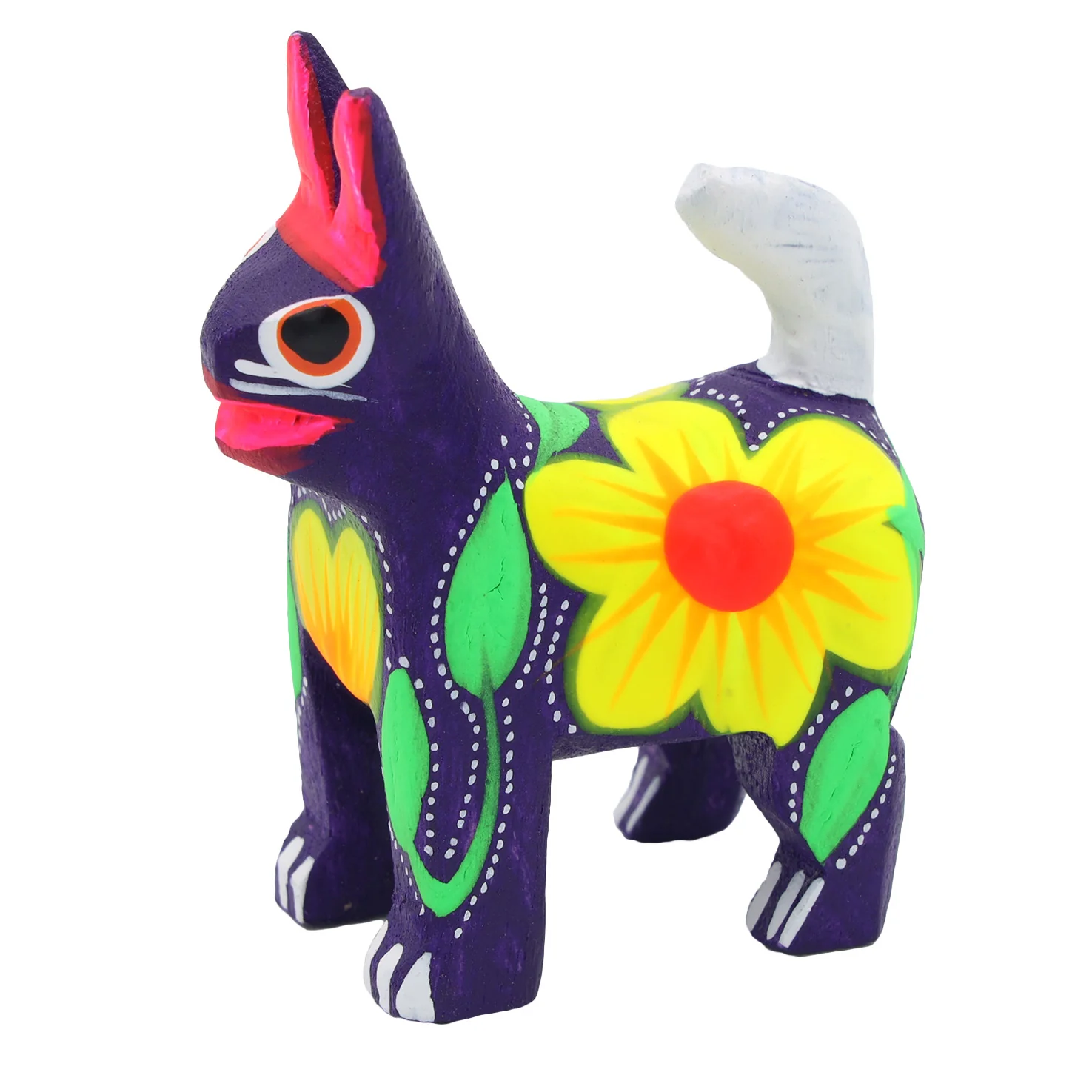 Hand Painted Standing Cat Wooden Figurine - Image 7