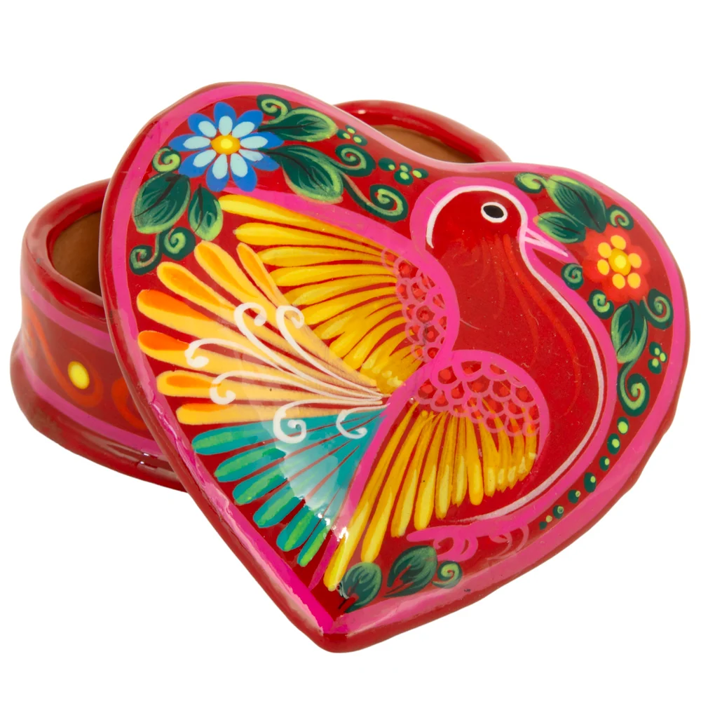 Hand-Painted Xalitla Clay Heart Trinket/Jewelry Box - Image 10